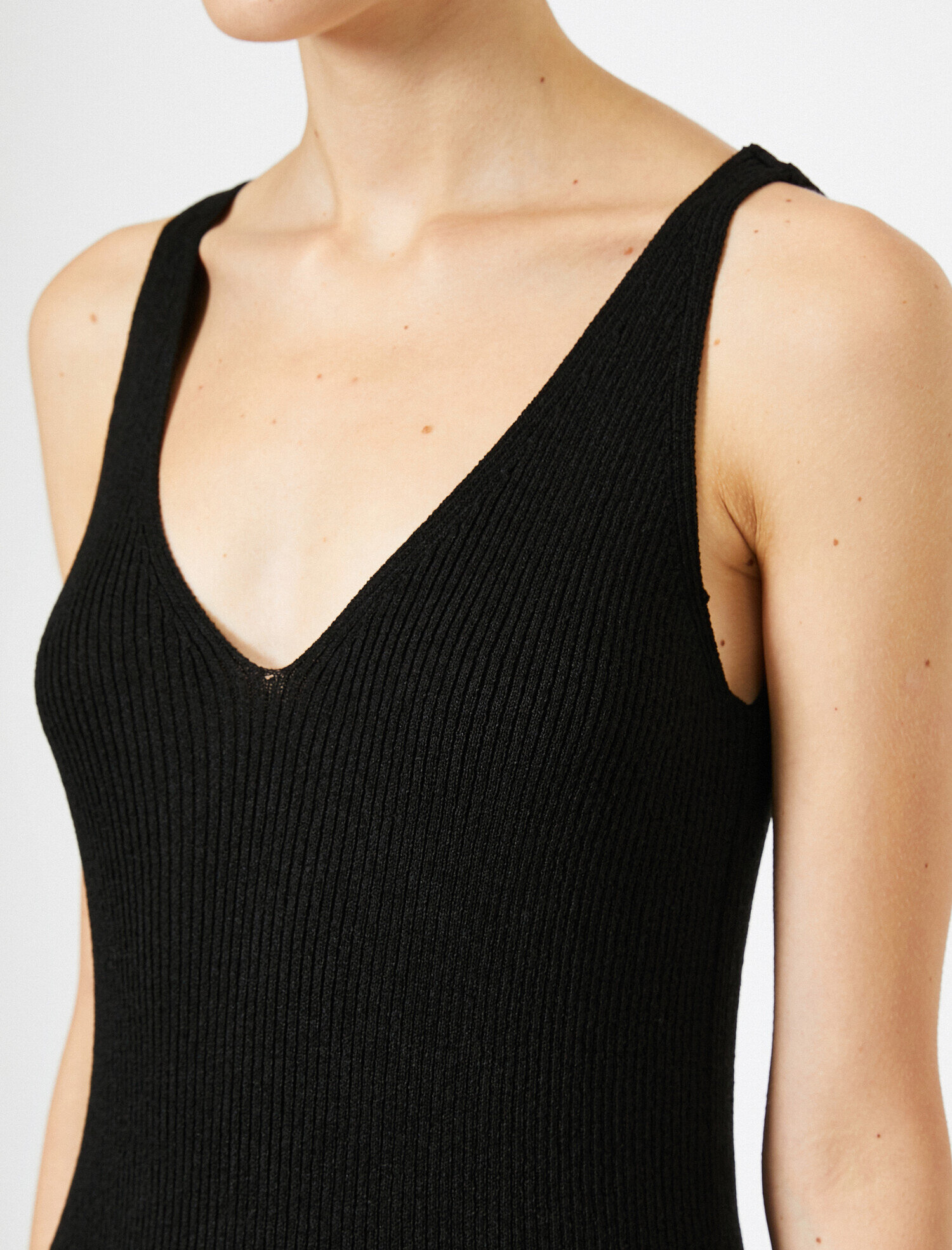 Triko Elbise V Yaka Kolsuz