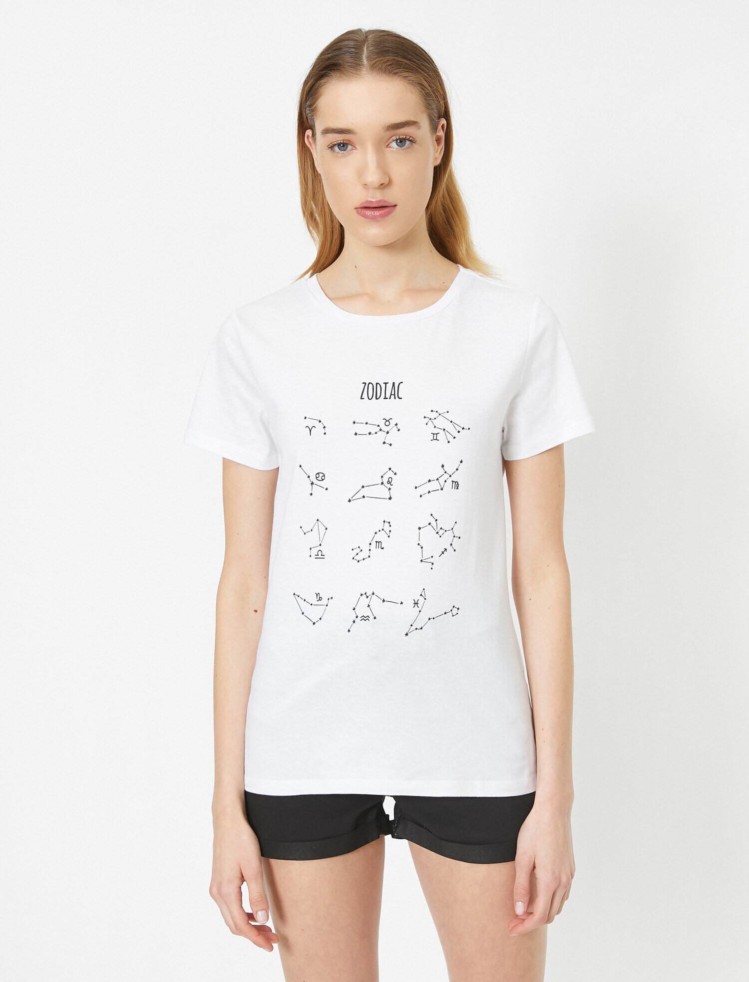   Bisiklet Yaka Baskılı Kısa Kol Tişört