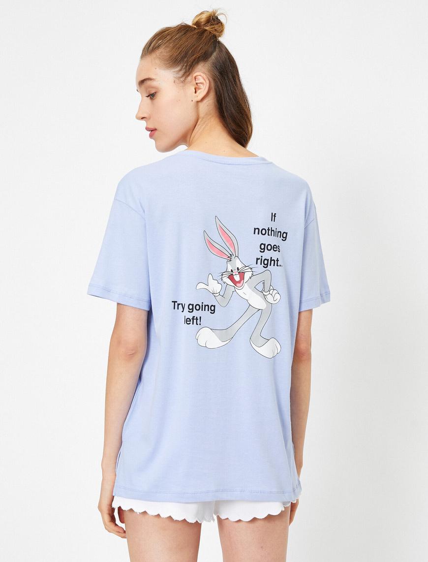   Buggs Bunny Lisanslı Baskılı Kısa Kollu Bisiklet Yaka Tişört