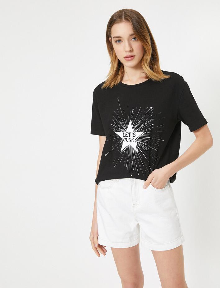  Bisiklet Yaka Kısa Kollu Pamuklu Tişört