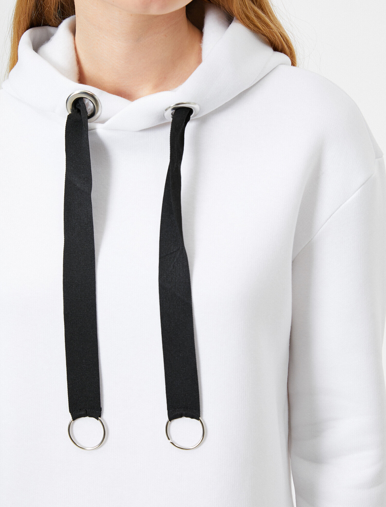   Kapüşonlu Kalın Şeritli Sweatshirt