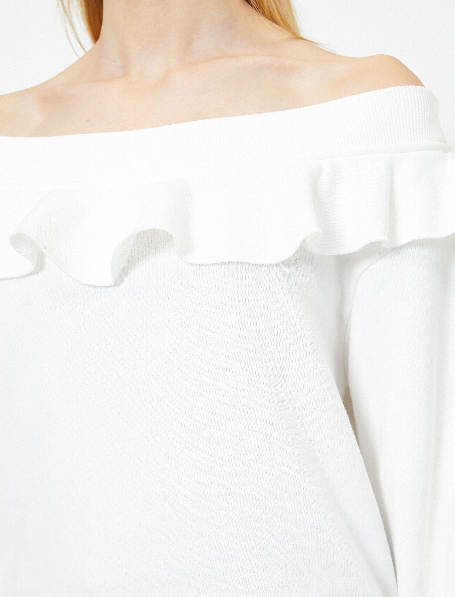   Omzu Açık Fırfırlı Sweatshirt