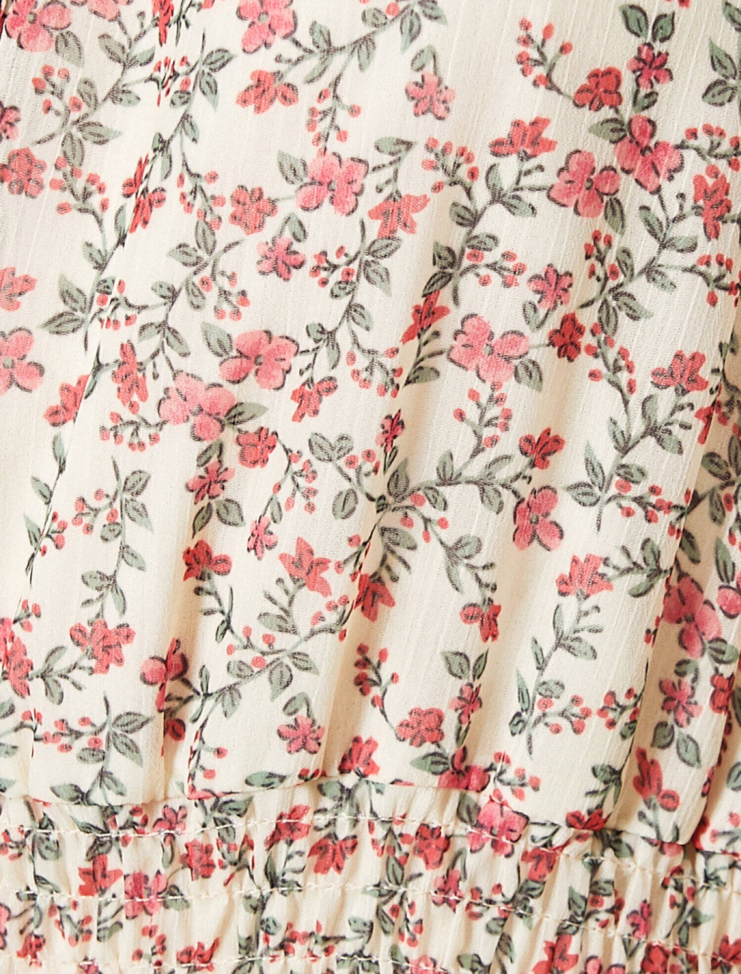   Çiçek Desenli Yakası Büzgülü Şifon Elbise