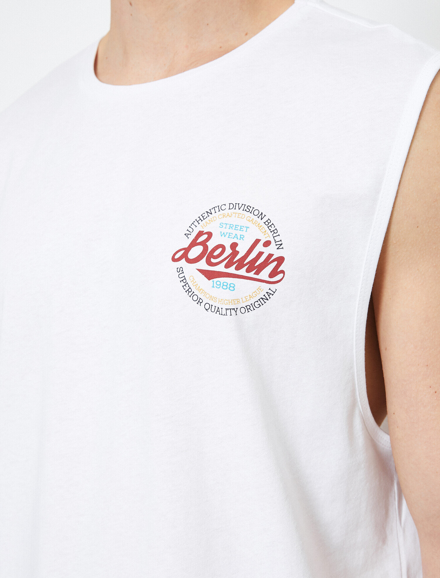   Pamuklu Bisiklet Yaka Baskılı Atlet