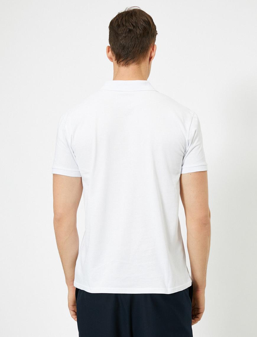  Polo Yaka Göğsü Aslan İşlemeli Slim Fit Tişört