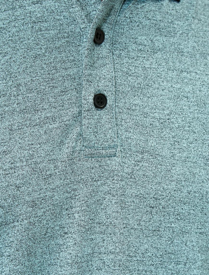   Polo Yaka Muline Kumaş Kontrast Yaka Detaylı Slim Fit Tişört
