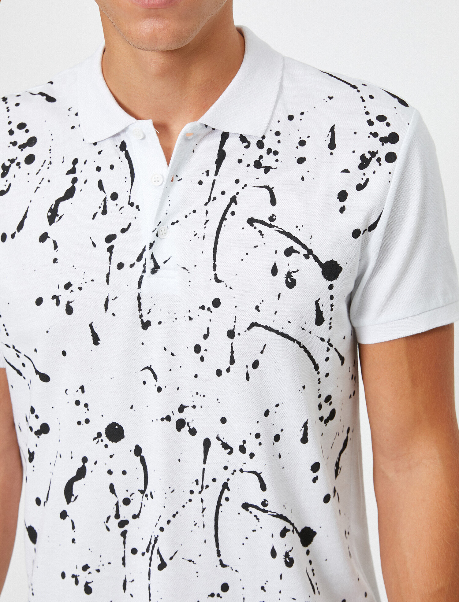   Polo Yaka Metraj Baskılı Slim Fit Tişört