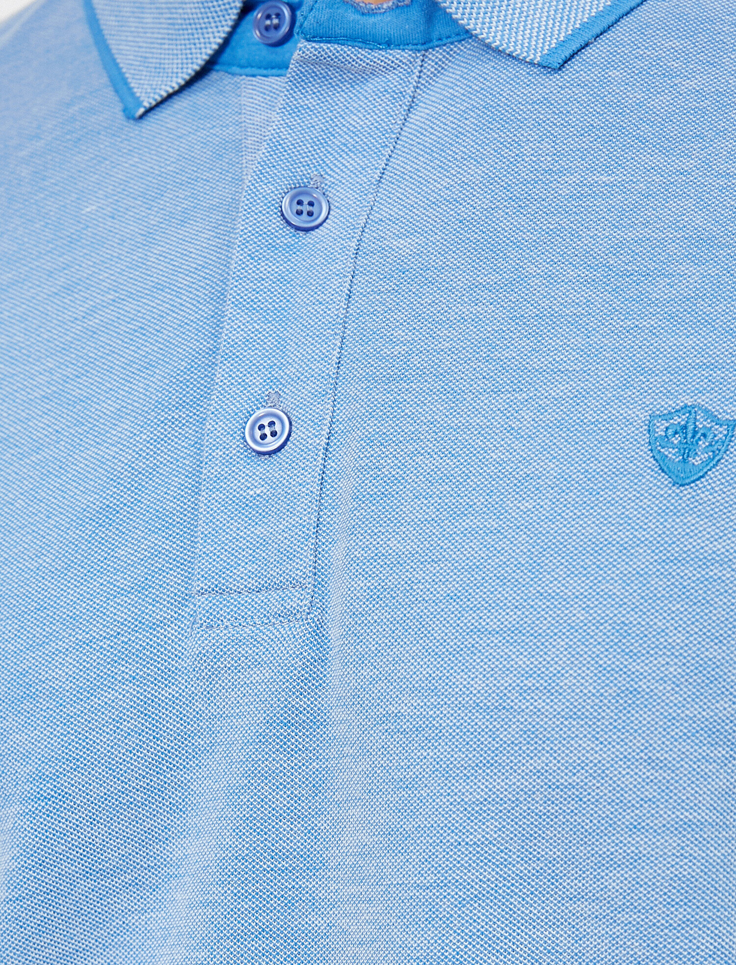   Polo Yaka İşleme Detaylı Desenli Kumaş Slim Fit Tişört