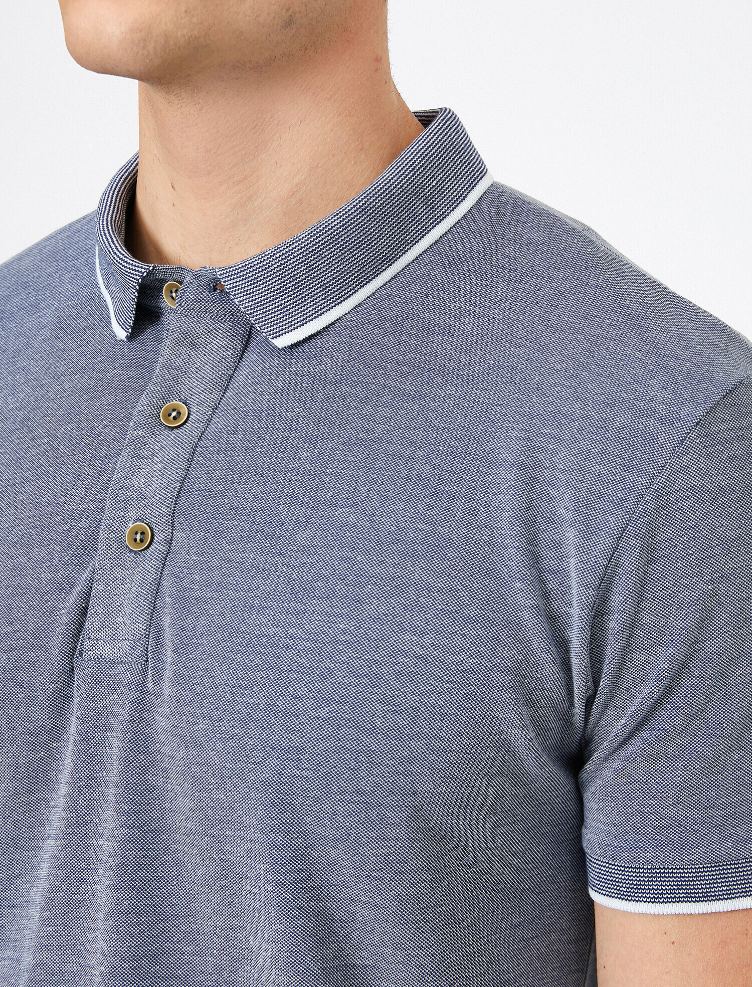   Polo Yaka Kol Ucu ve Yakası Çizgili Slim Fit Tişört