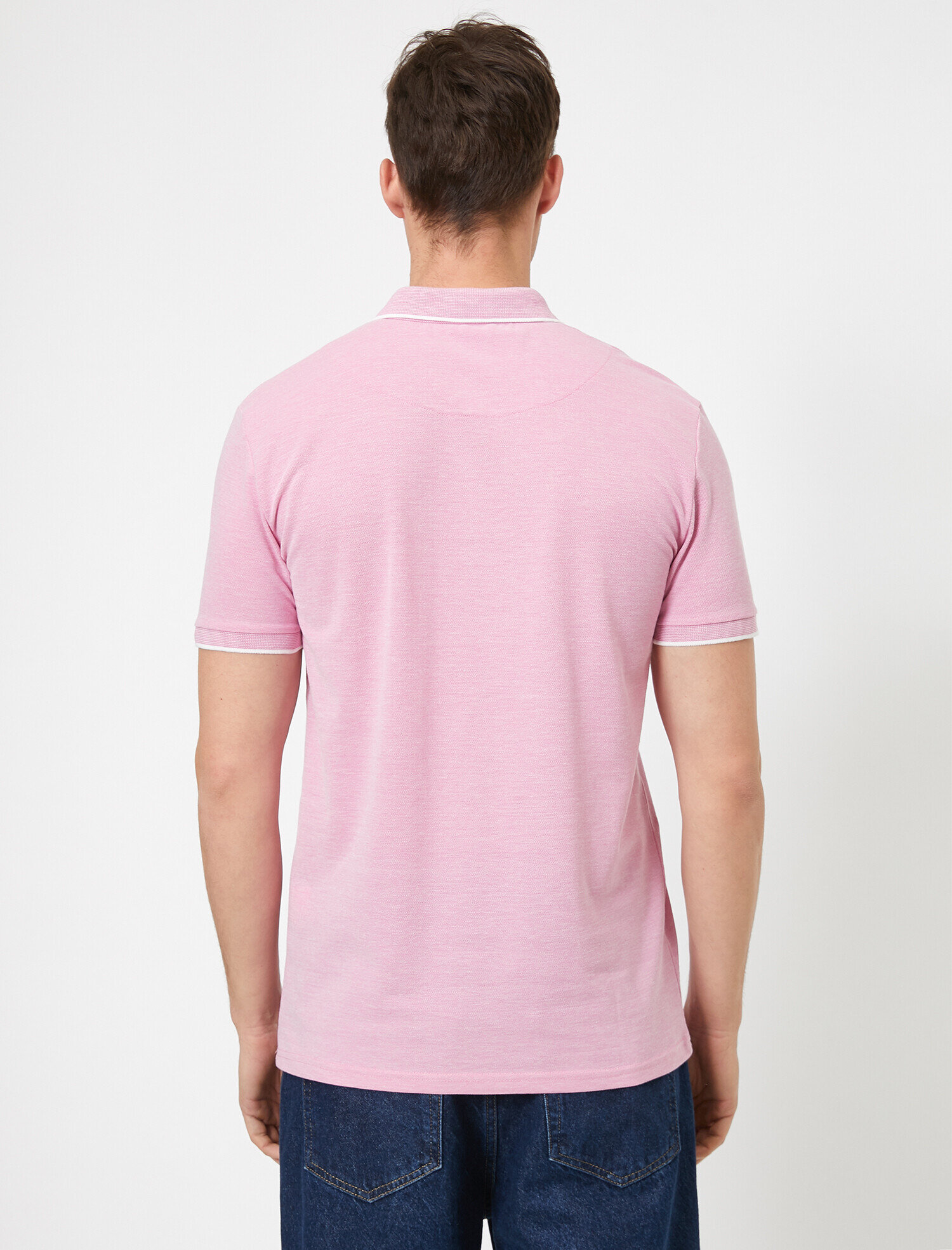 Polo Yaka Kol Ucu ve Yakası Çizgili Slim Fit Tişört