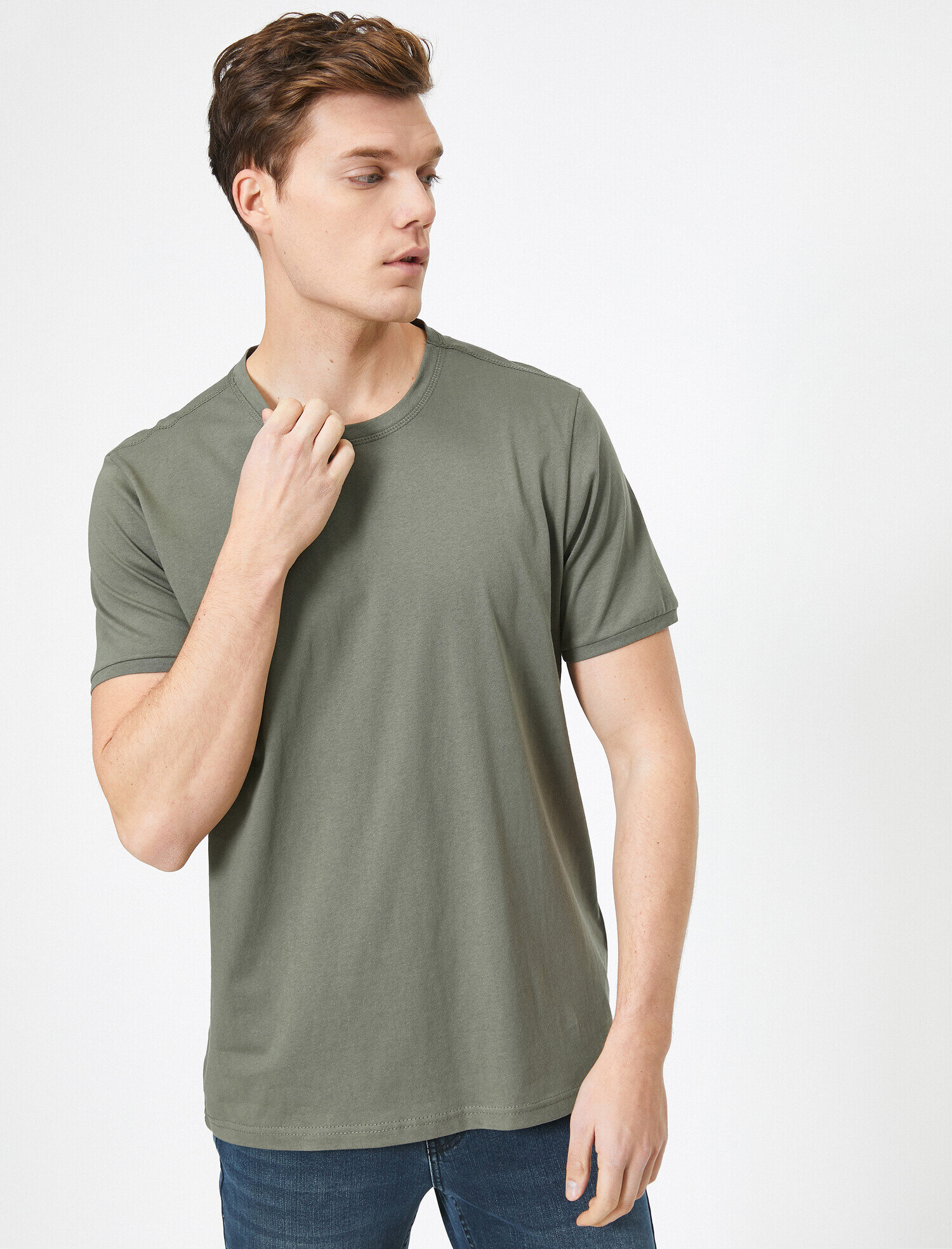   Bisiklet Yaka Kısa Kollu Pamuklu Tişört