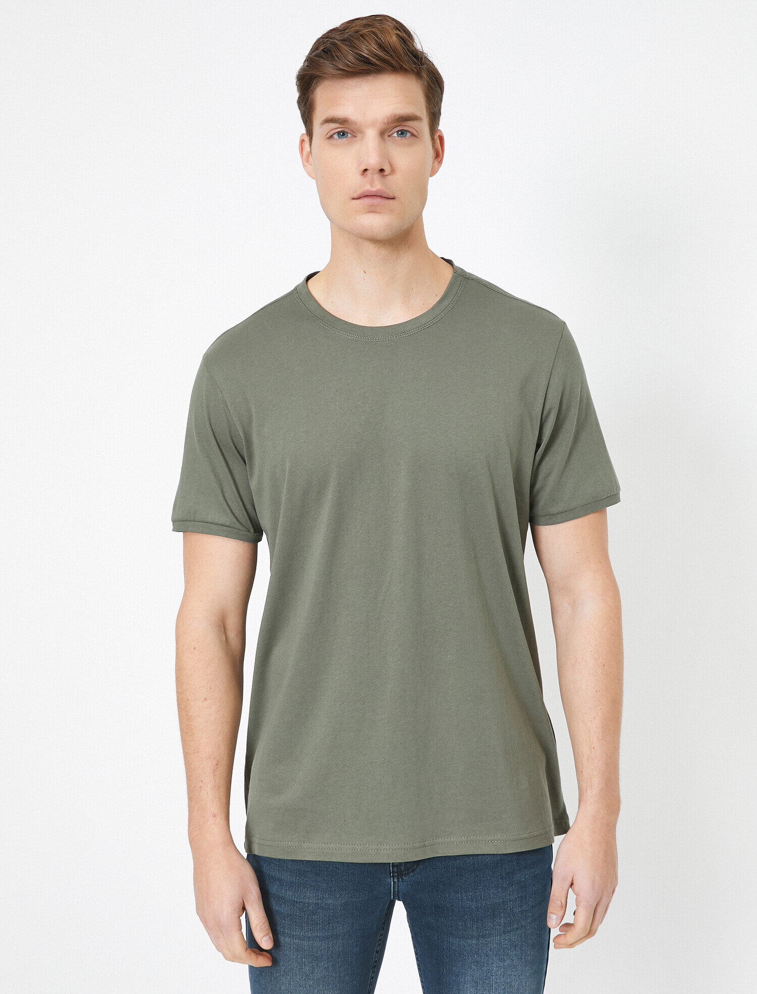   Bisiklet Yaka Kısa Kollu Pamuklu Tişört