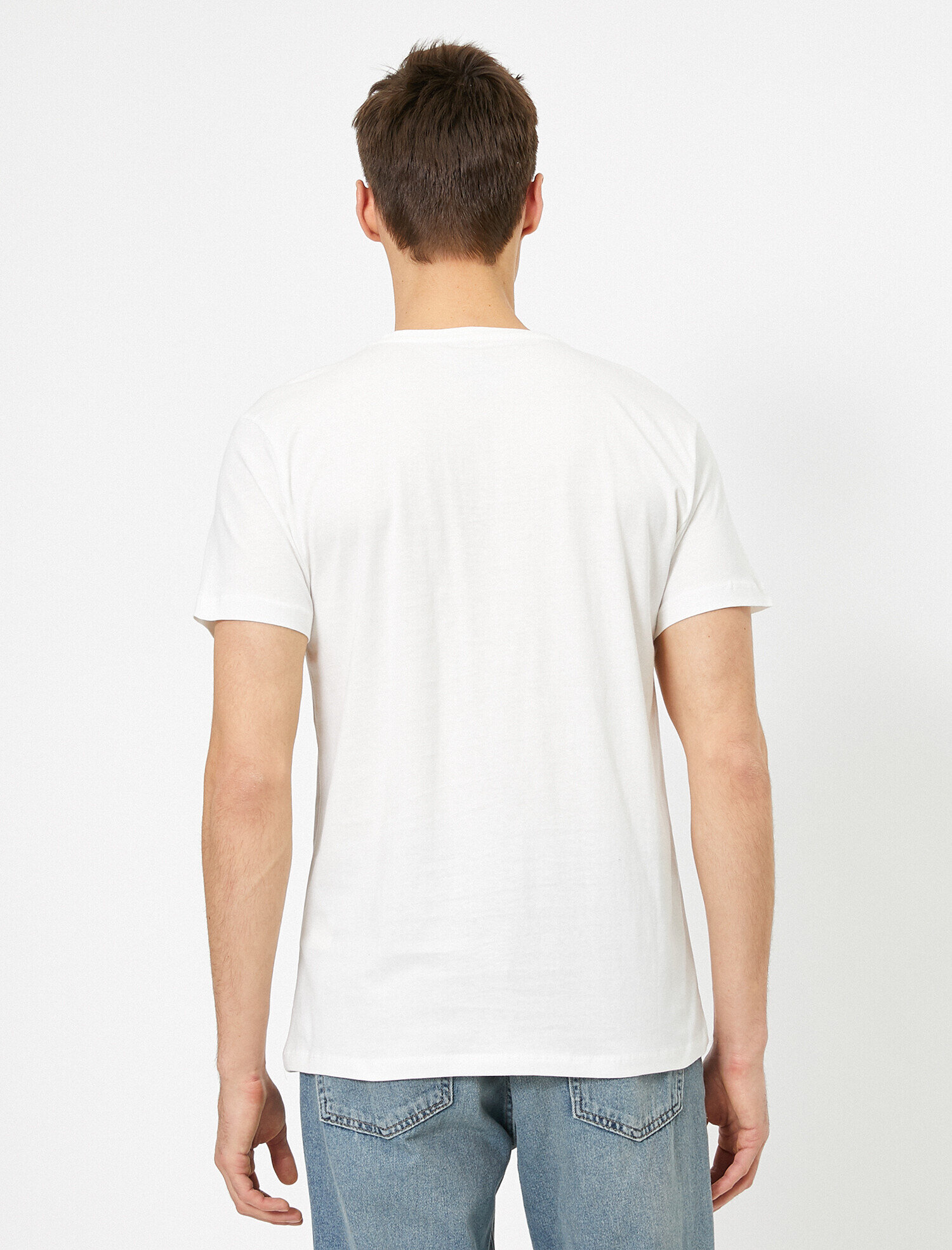 Bisiklet Yaka Tişört Panelli Pike Kumaş Detaylı Dar Kesim