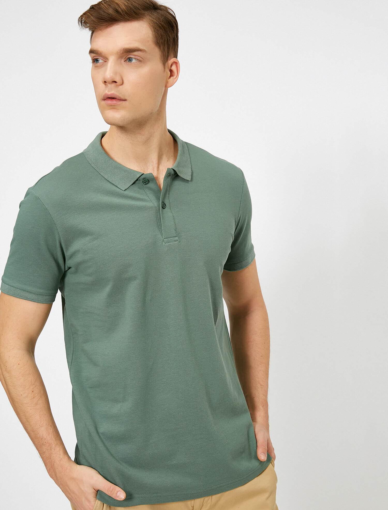   Polo Yaka Kısa Kollu Dar Kesim Basic Tişört