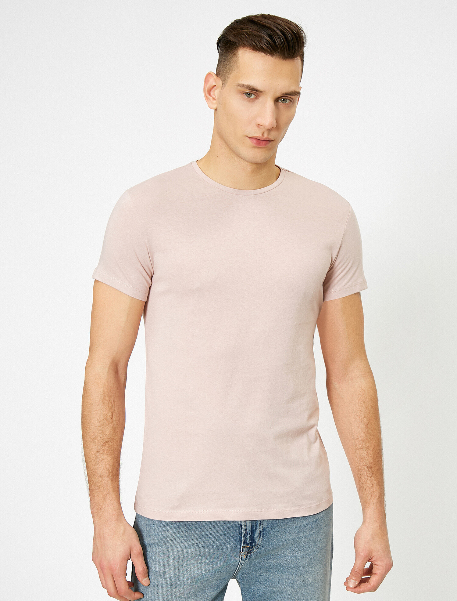   Bisiklet Yaka Pamuklu Dar Kesim Basic Tişört