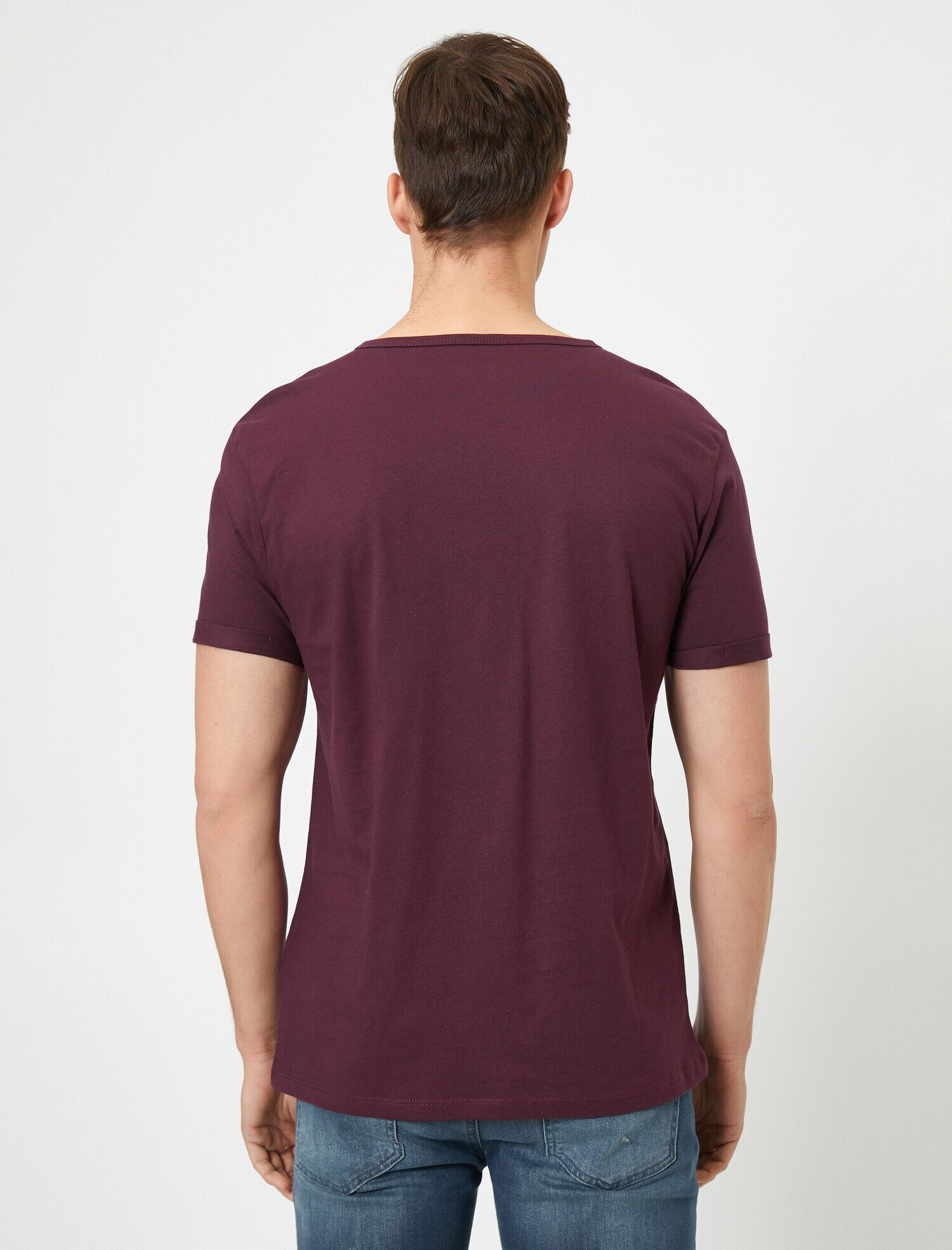 Bisiklet Yaka Cep Detaylı Kolları Katlamalı Slim Fit Tişört