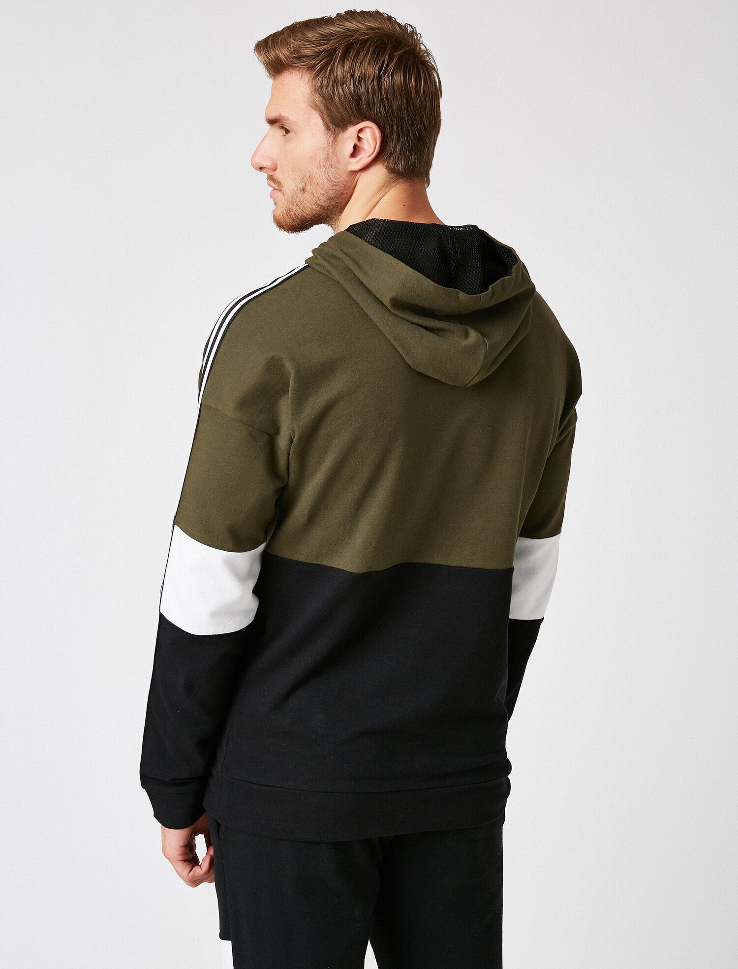   Şeritli Kapüşonlu Pamuklu Sweatshirt