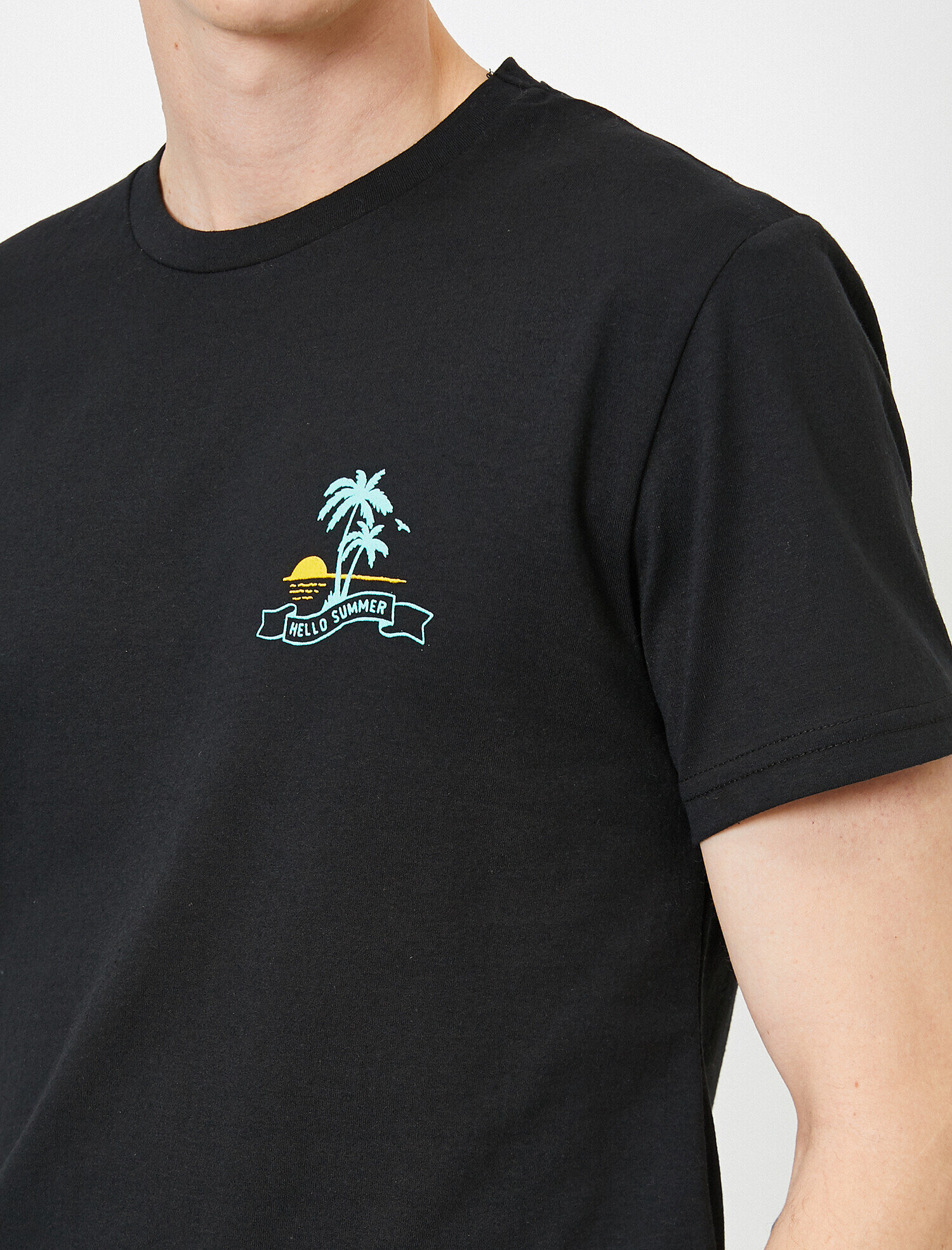   Baskılı Tişört Kısa Kollu Bisiklet Yaka