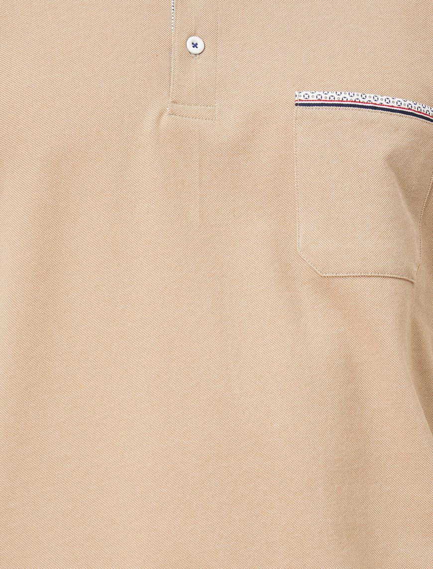  Polo Yaka Desenli Cep Detaylı Pike Kumaş Slim Fit Tişört