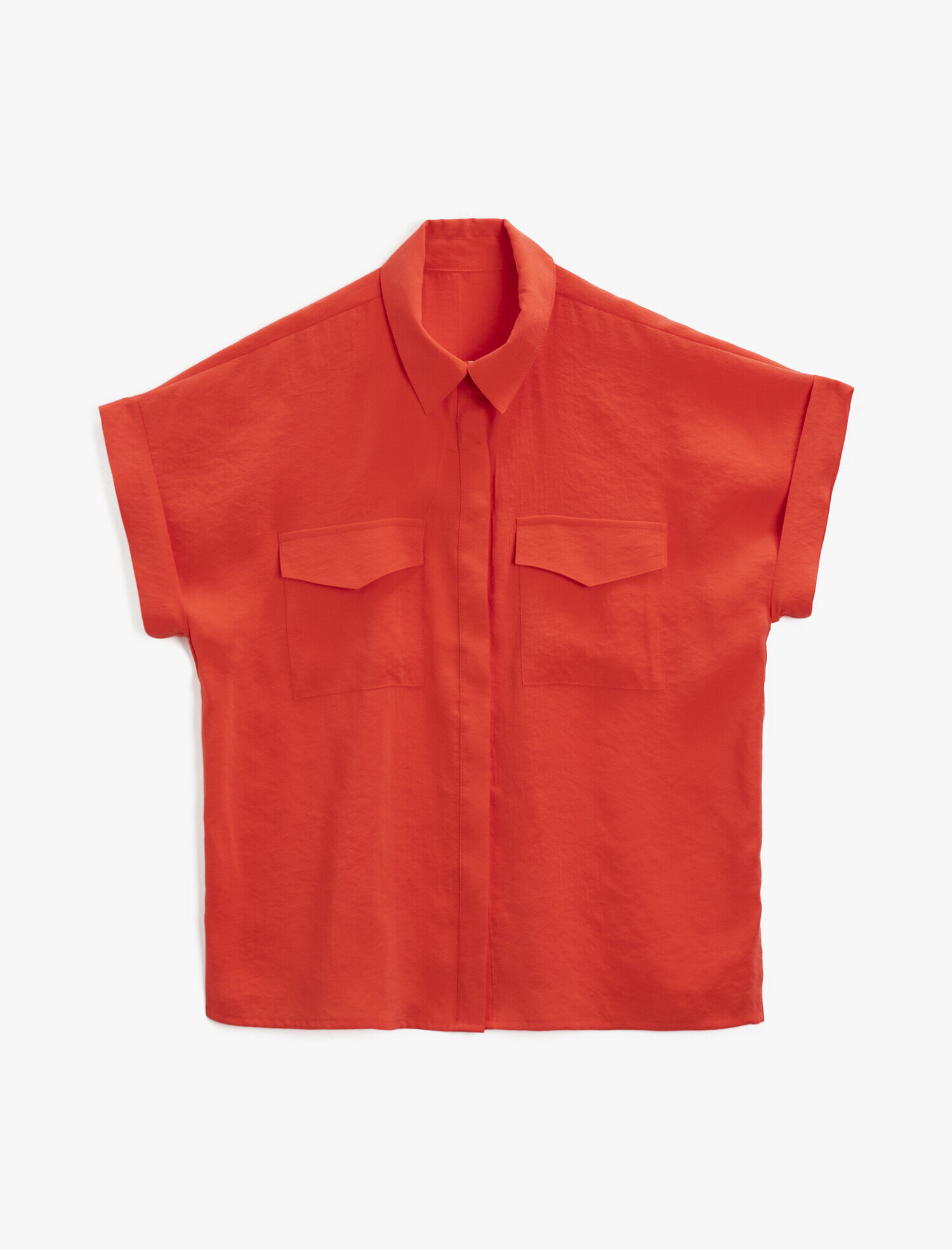   Kısa Kollu Gömlek Cepli Oversize