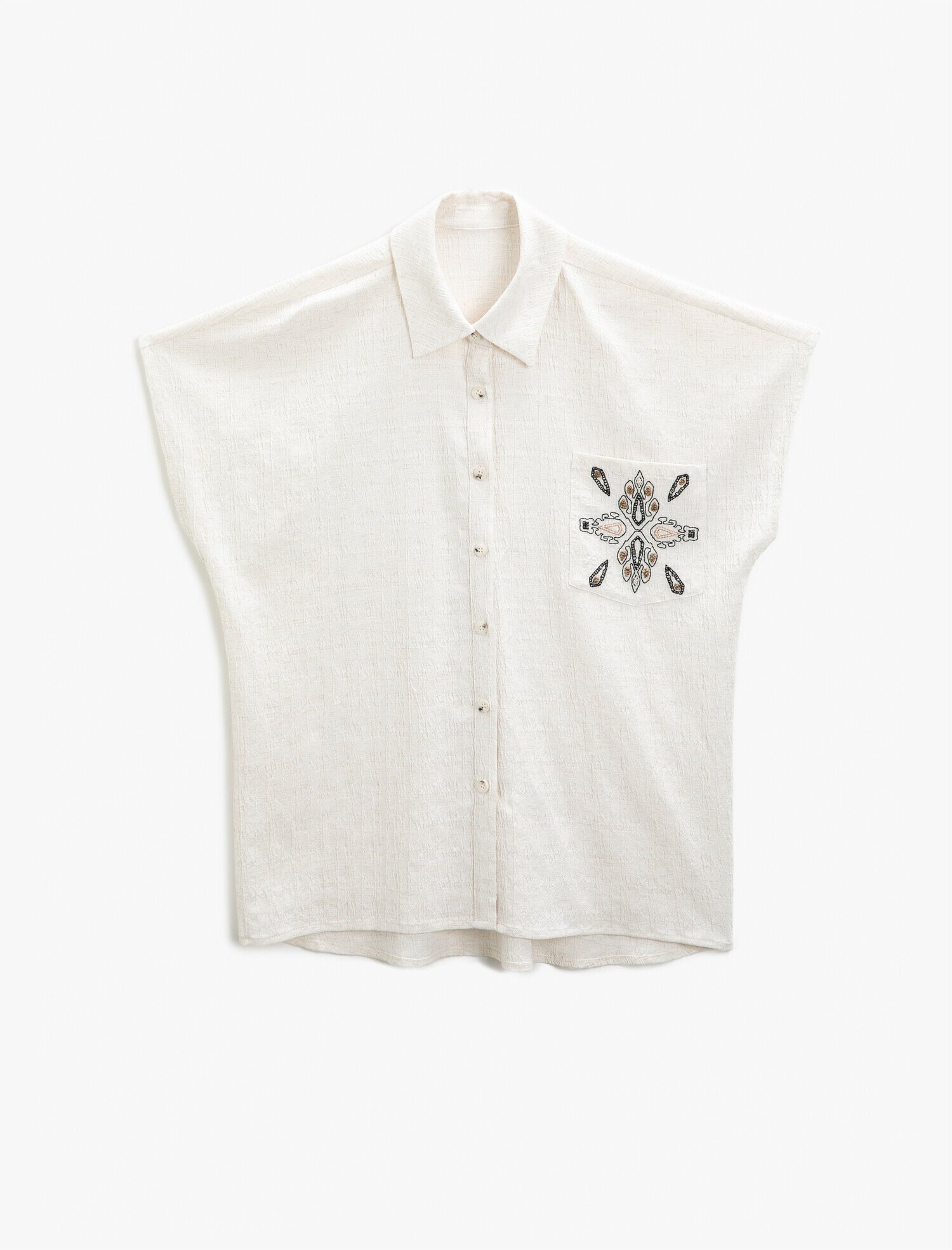   Kısa Kollu Gömlek Boncuklu