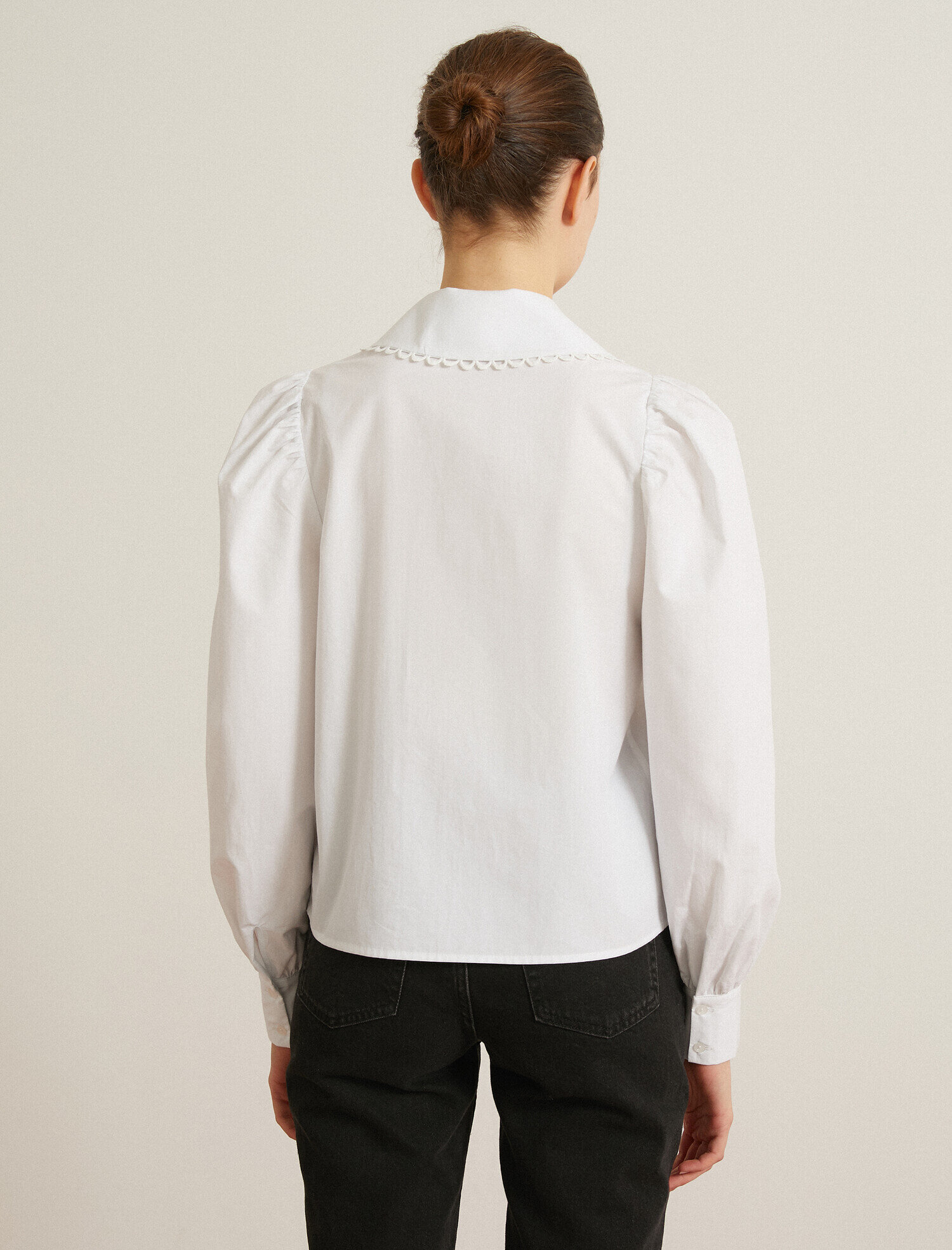   Poplin Gömlek Bebe Yaka  Balon Kollu Pamuklu