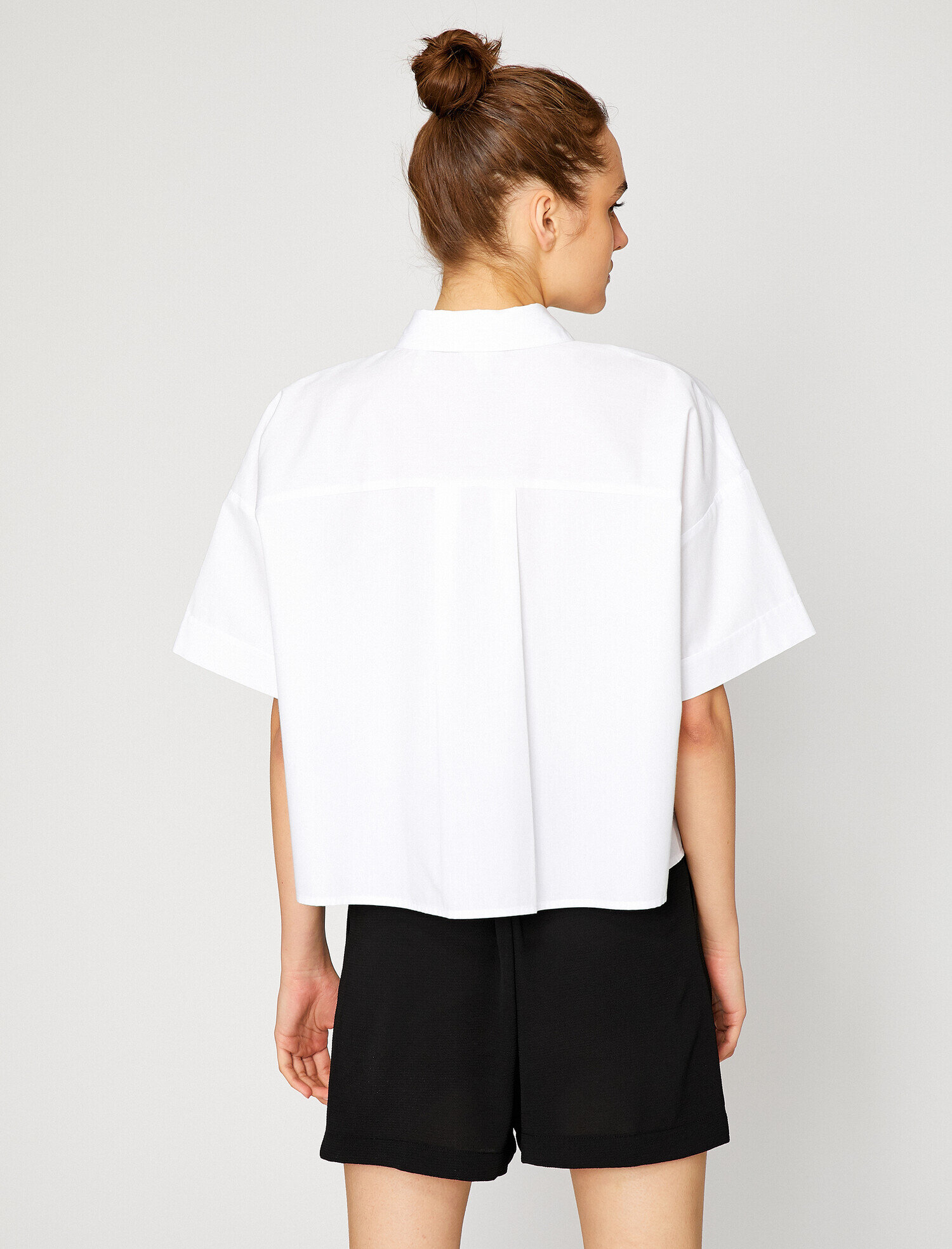   Kısa Kollu Gömlek Pamuklu Oversize