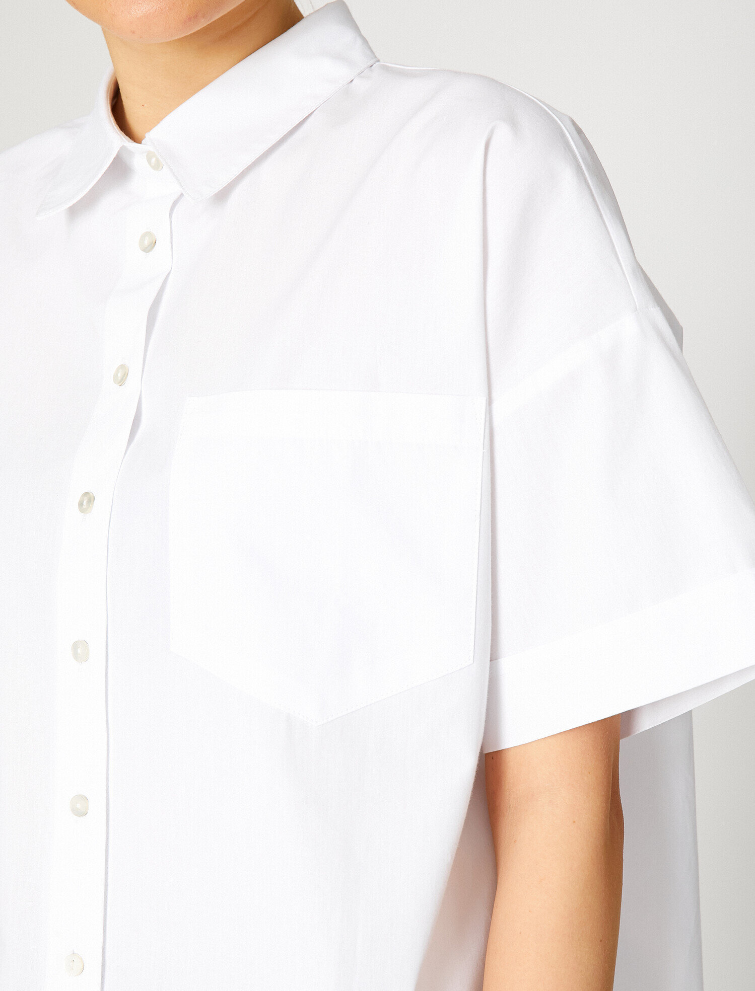   Kısa Kollu Gömlek Pamuklu Oversize