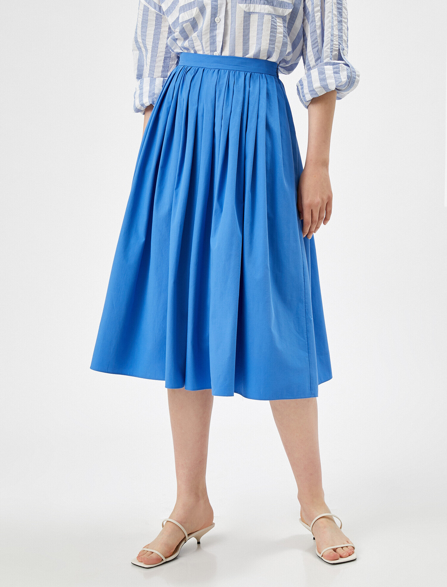   Pileli Etek Midi Pamuklu