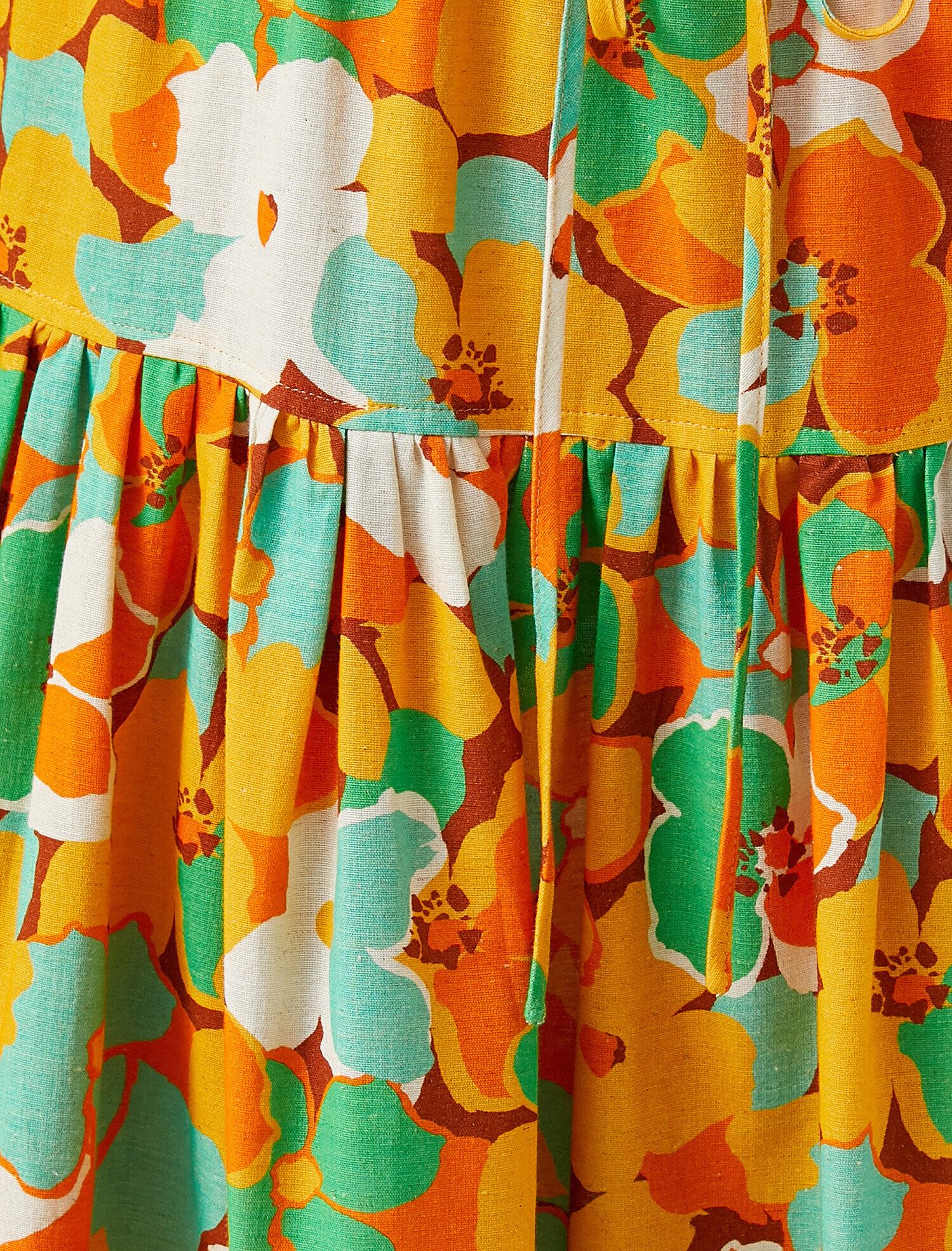   Çiçekli Midi Boy Pamuklu  Keten Karışımlı Etek