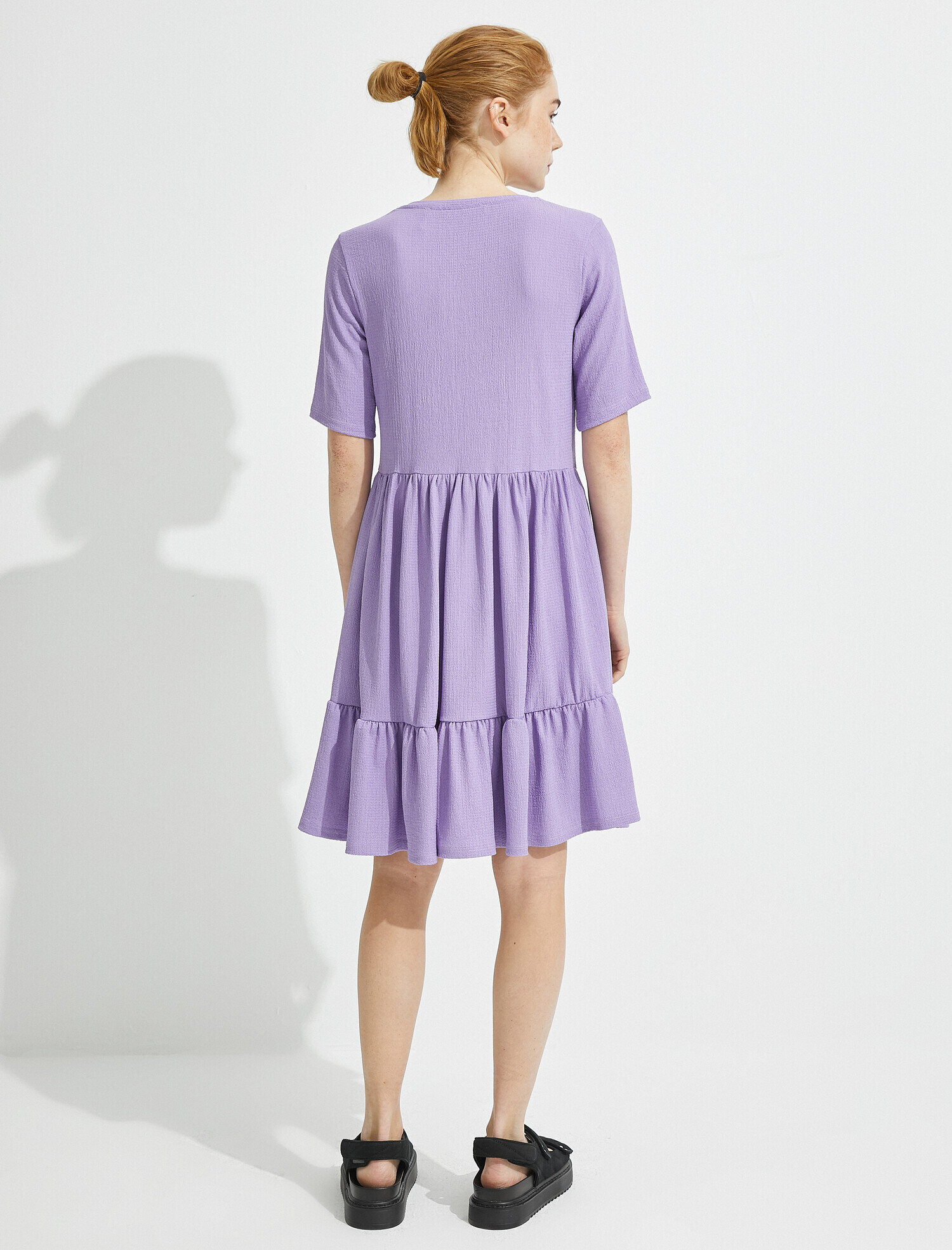 Kısa Kollu Elbise Bisiklet Yaka