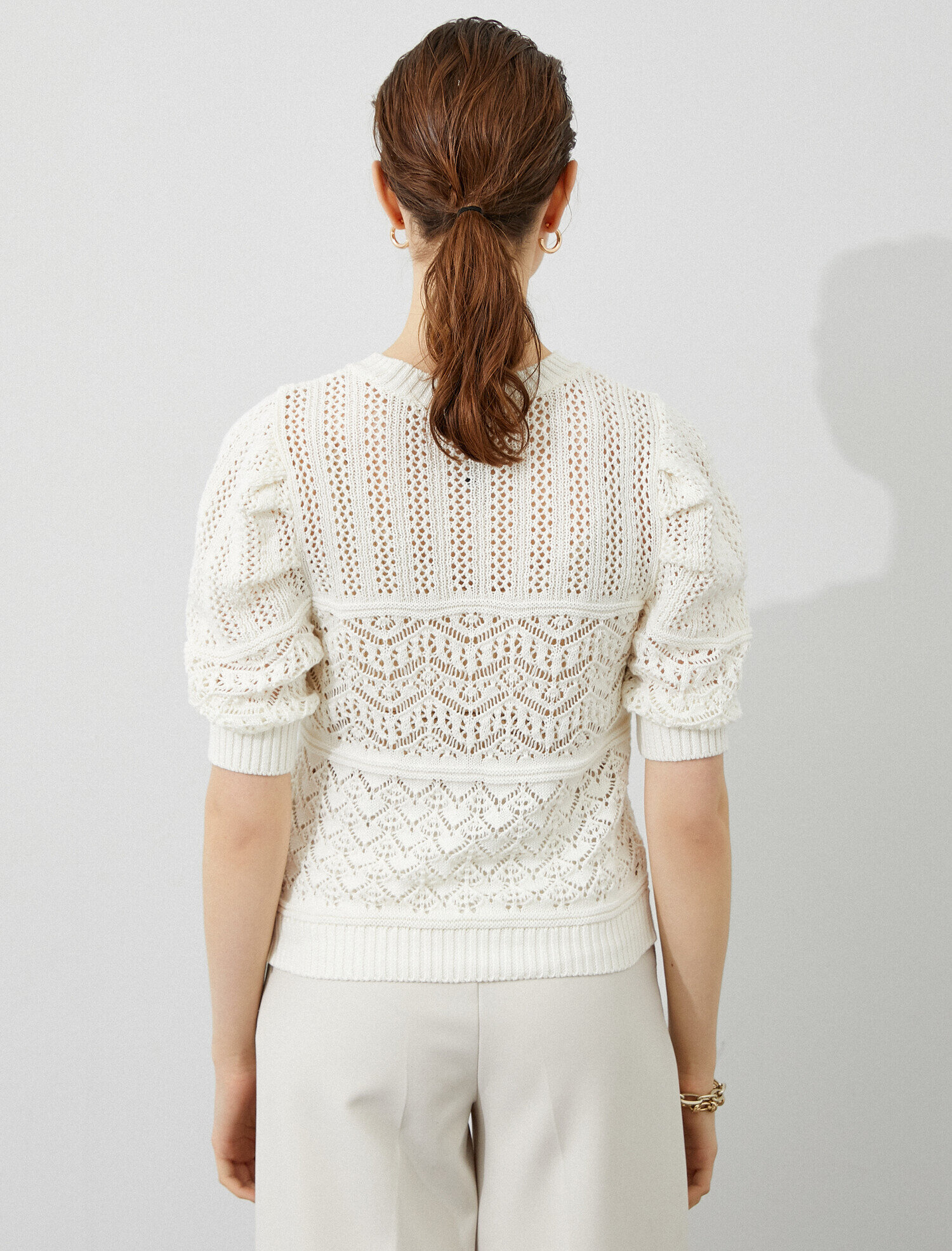   Bisiklet Yaka Triko Kazak 3/4 Kol Pamuklu