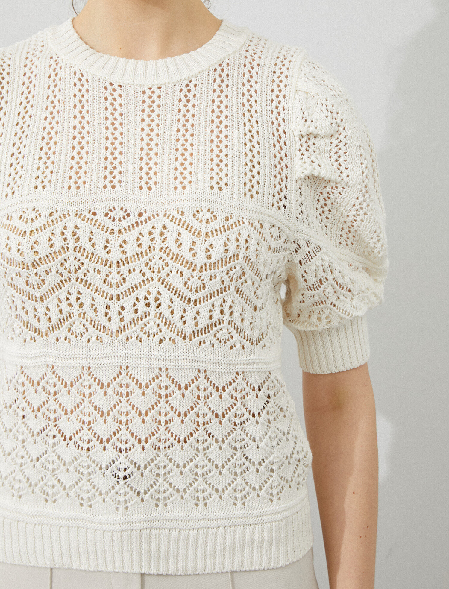   Bisiklet Yaka Triko Kazak 3/4 Kol Pamuklu