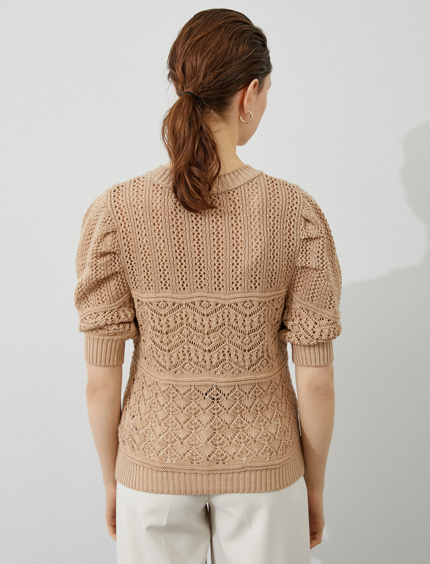   Bisiklet Yaka Triko Kazak 3/4 Kol Pamuklu