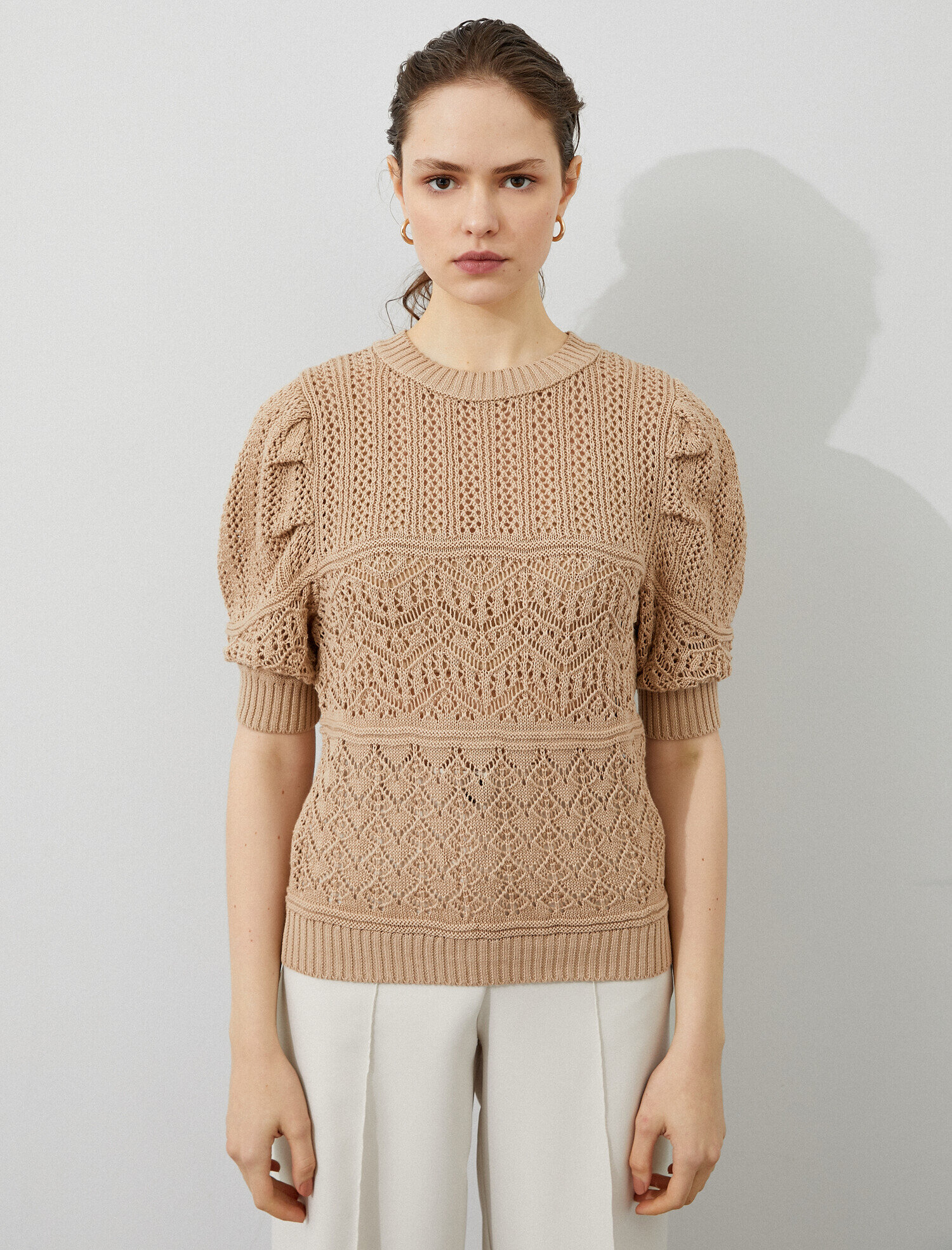   Bisiklet Yaka Triko Kazak 3/4 Kol Pamuklu