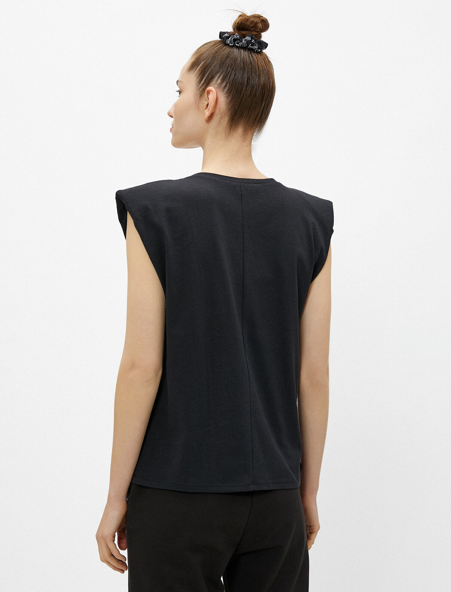   Vatkalı Tişört Kolsuz V Yaka Pamuklu