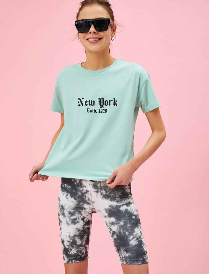  Yazılı Baskılı Tişört Bisiklet Yaka