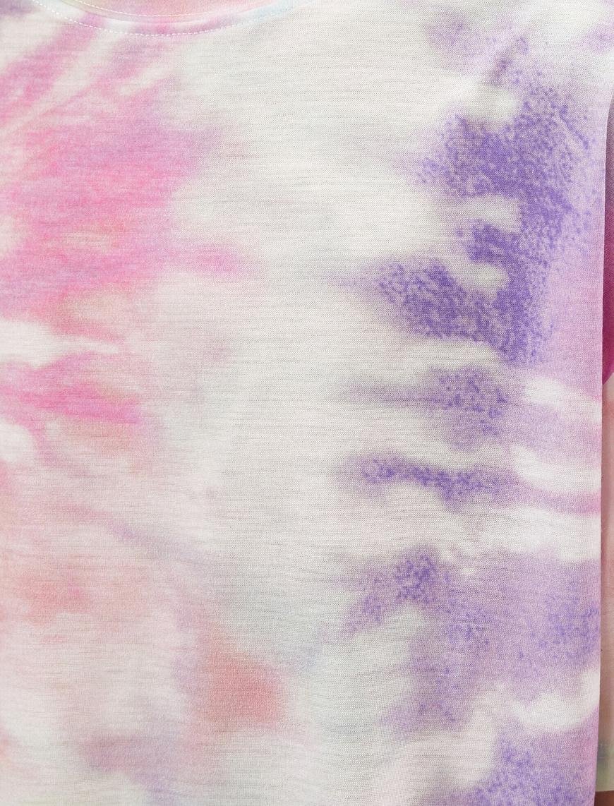   Batik Desenli Tişört Bisiklet Yaka