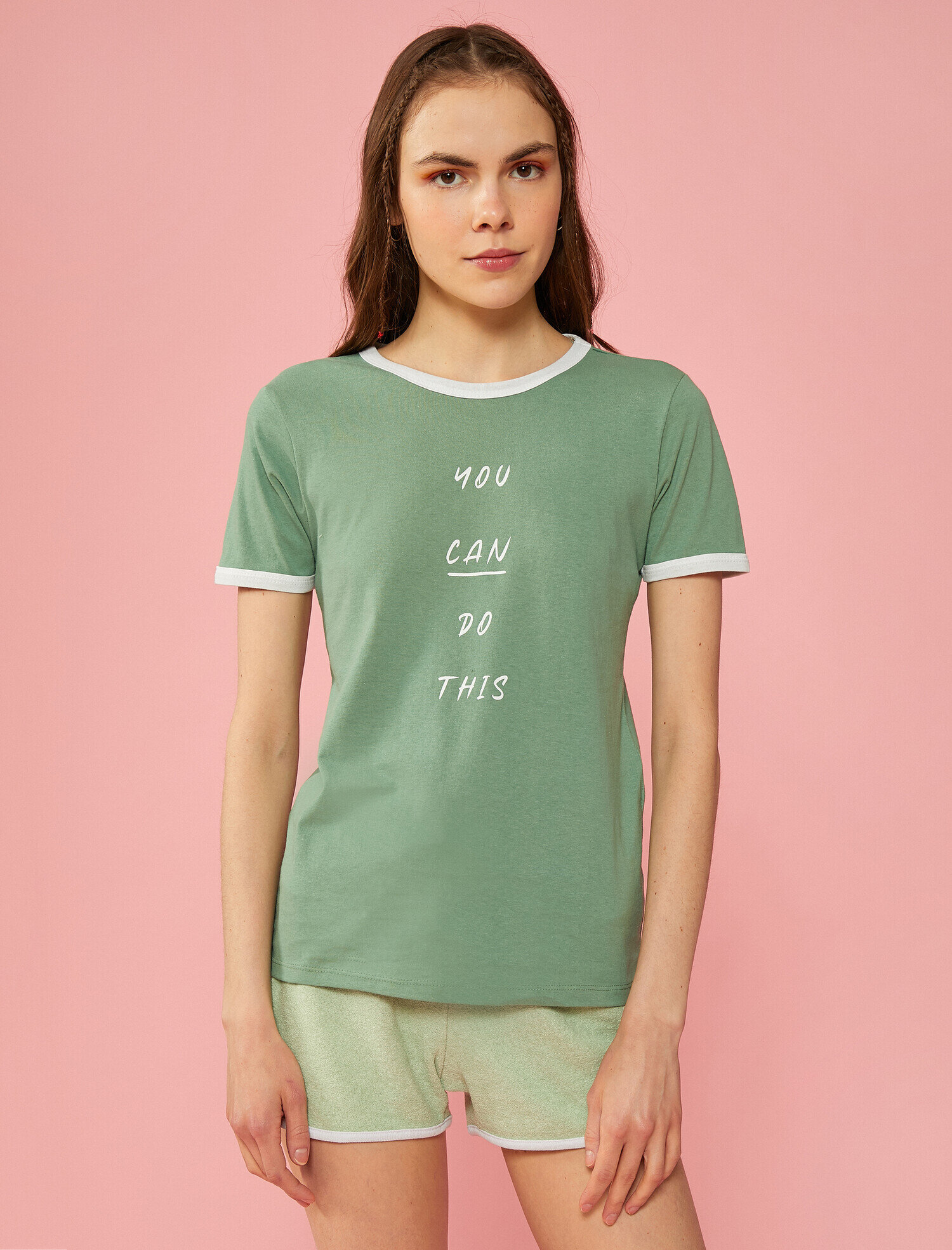   Sloganlı Tişört Pamuklu