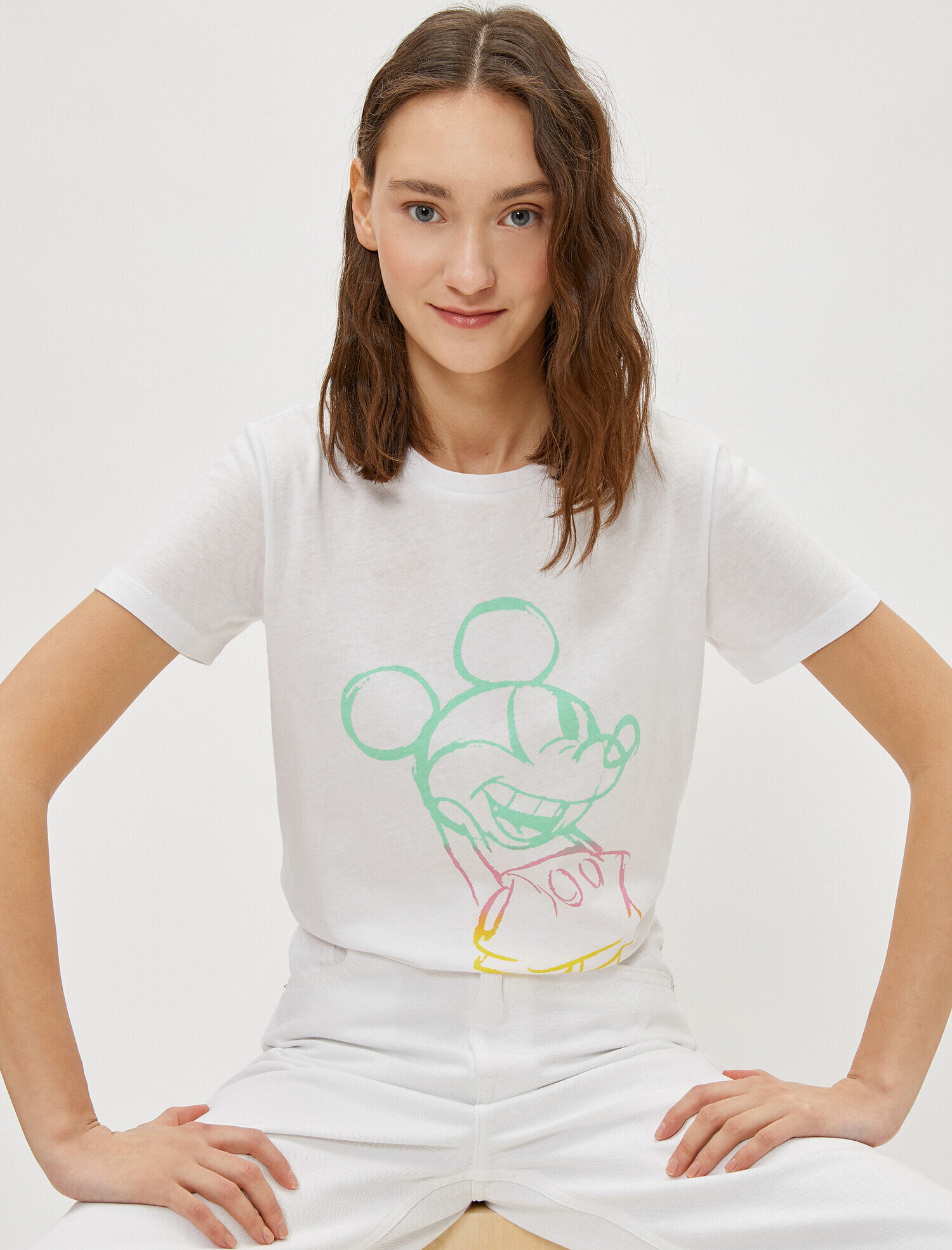   Mickey Mouse Tişört Kısa Kollu Bisiklet Yaka Pamuklu Lisanslı