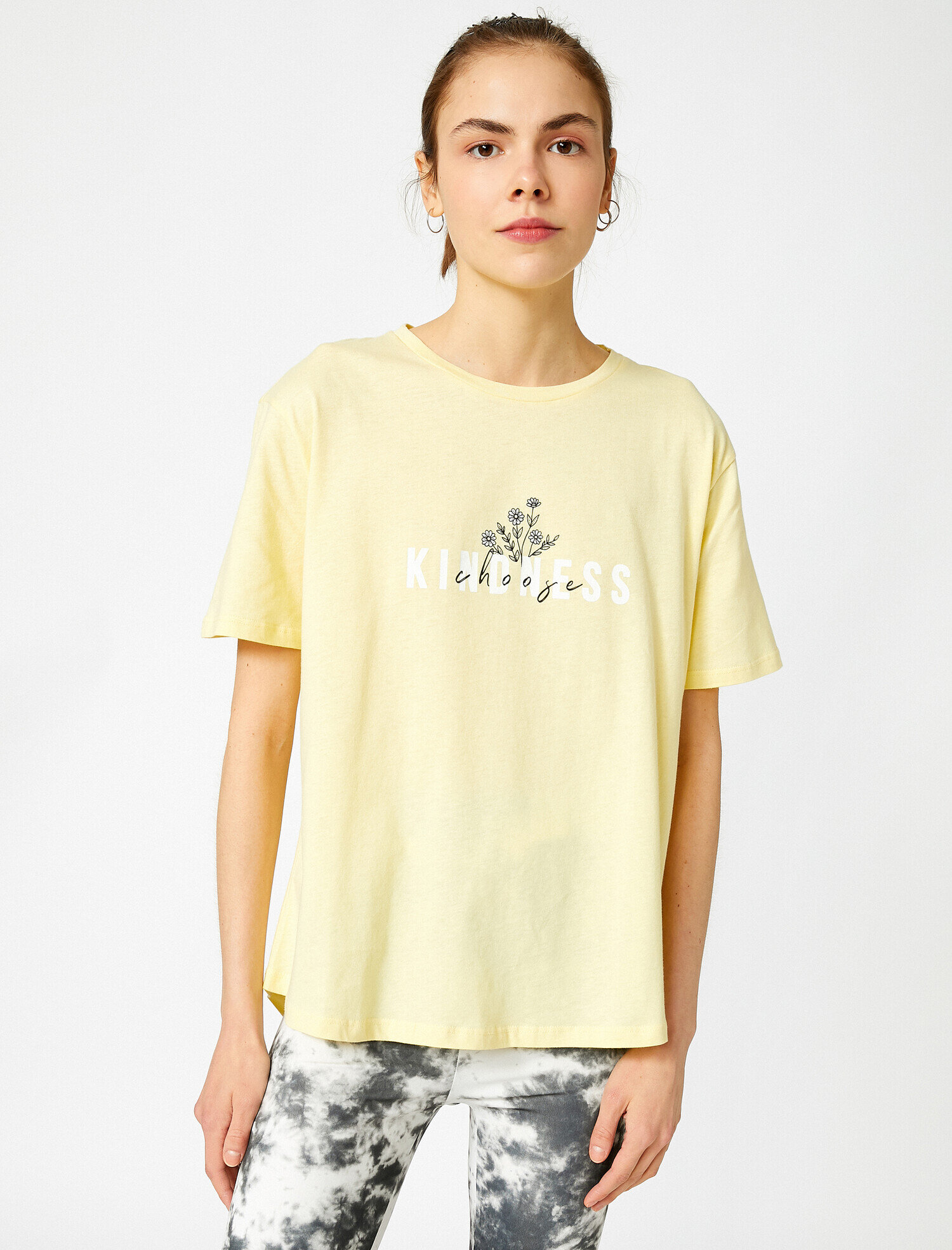   Baskılı Tişört Bisiklet Yaka Pamuklu