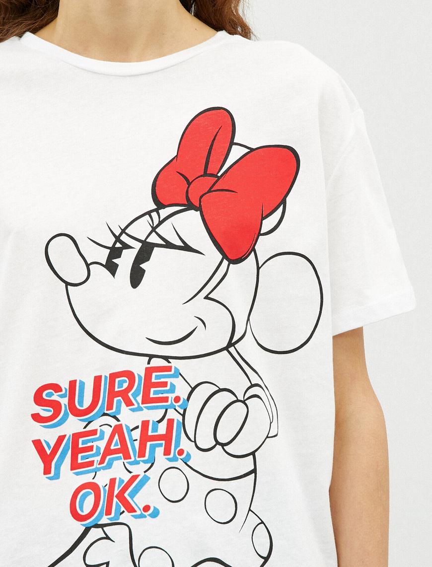   Minnie Mouse Tişört Disney Lisanslı Kısa Kollu Bisiklet Yaka Pamuklu