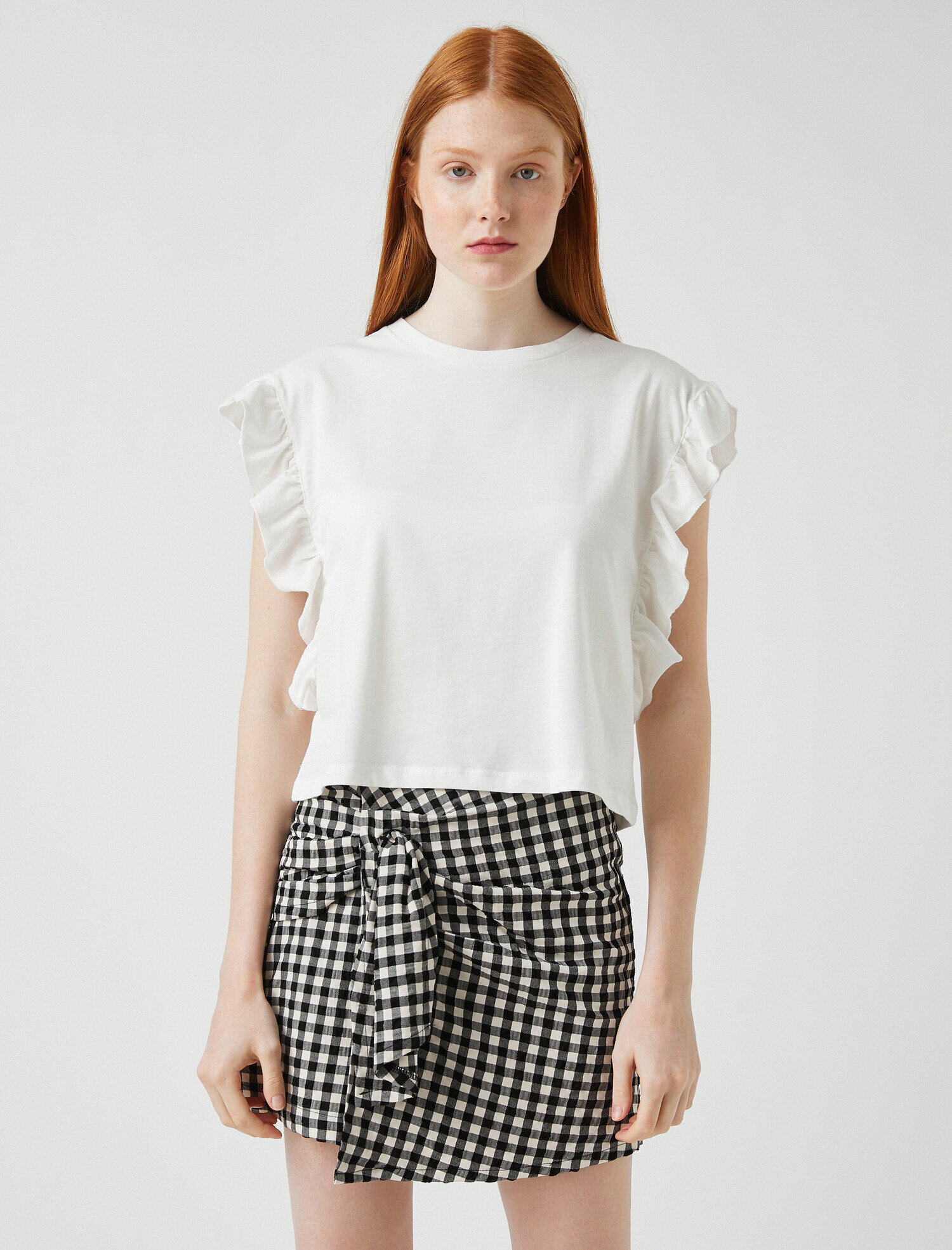   Fırfırlı Tişört Pamuklu