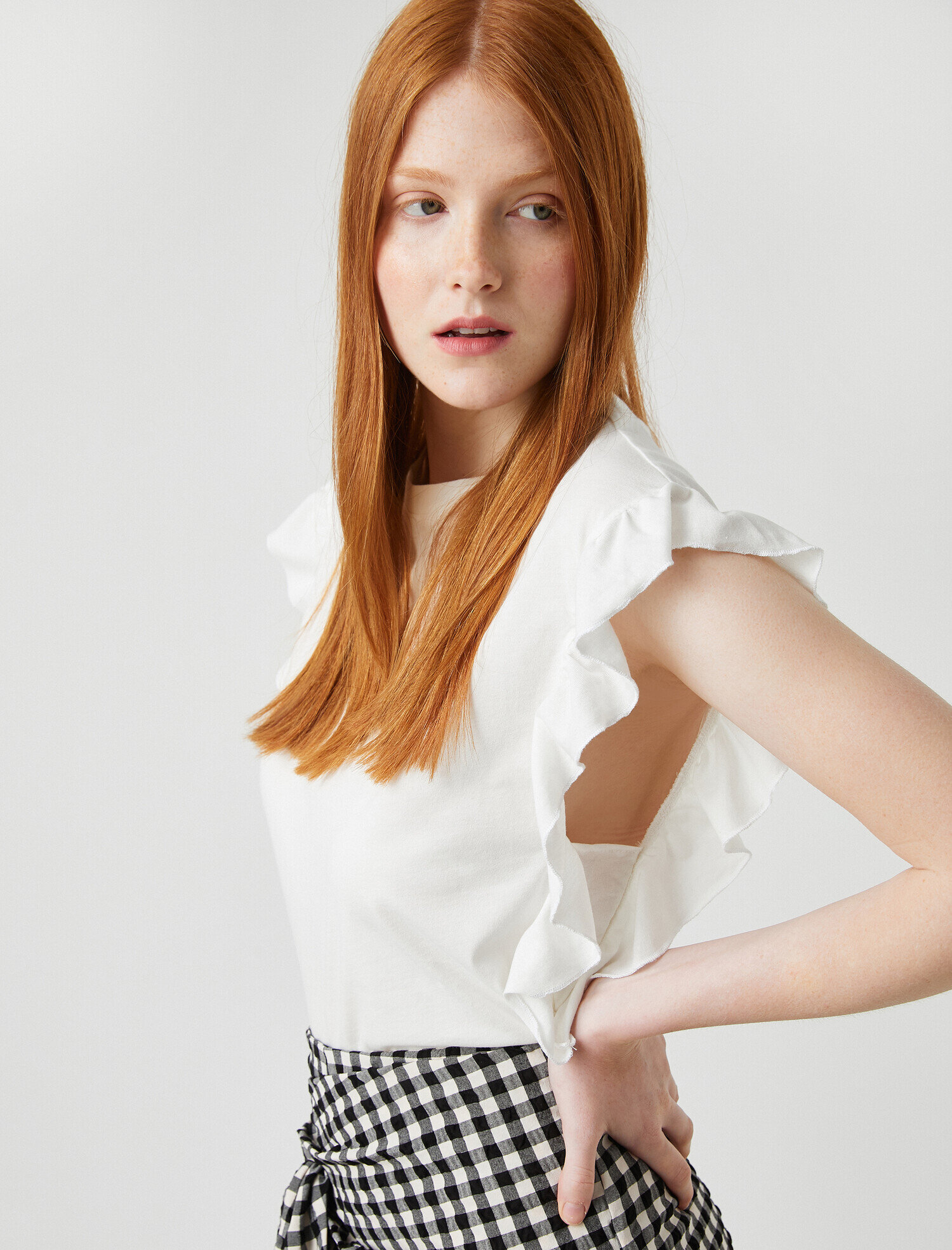   Fırfırlı Tişört Pamuklu