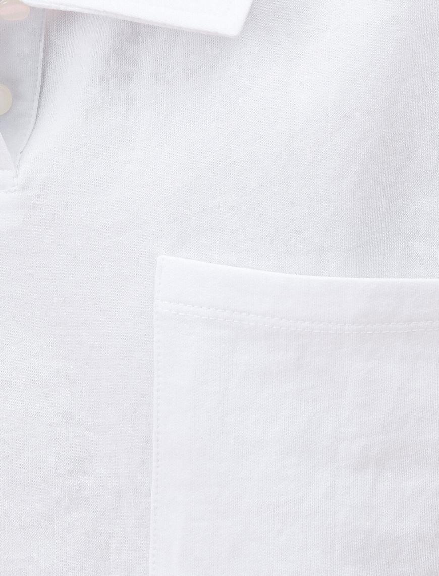   Polo Yaka Tişört Cepli Pamuklu