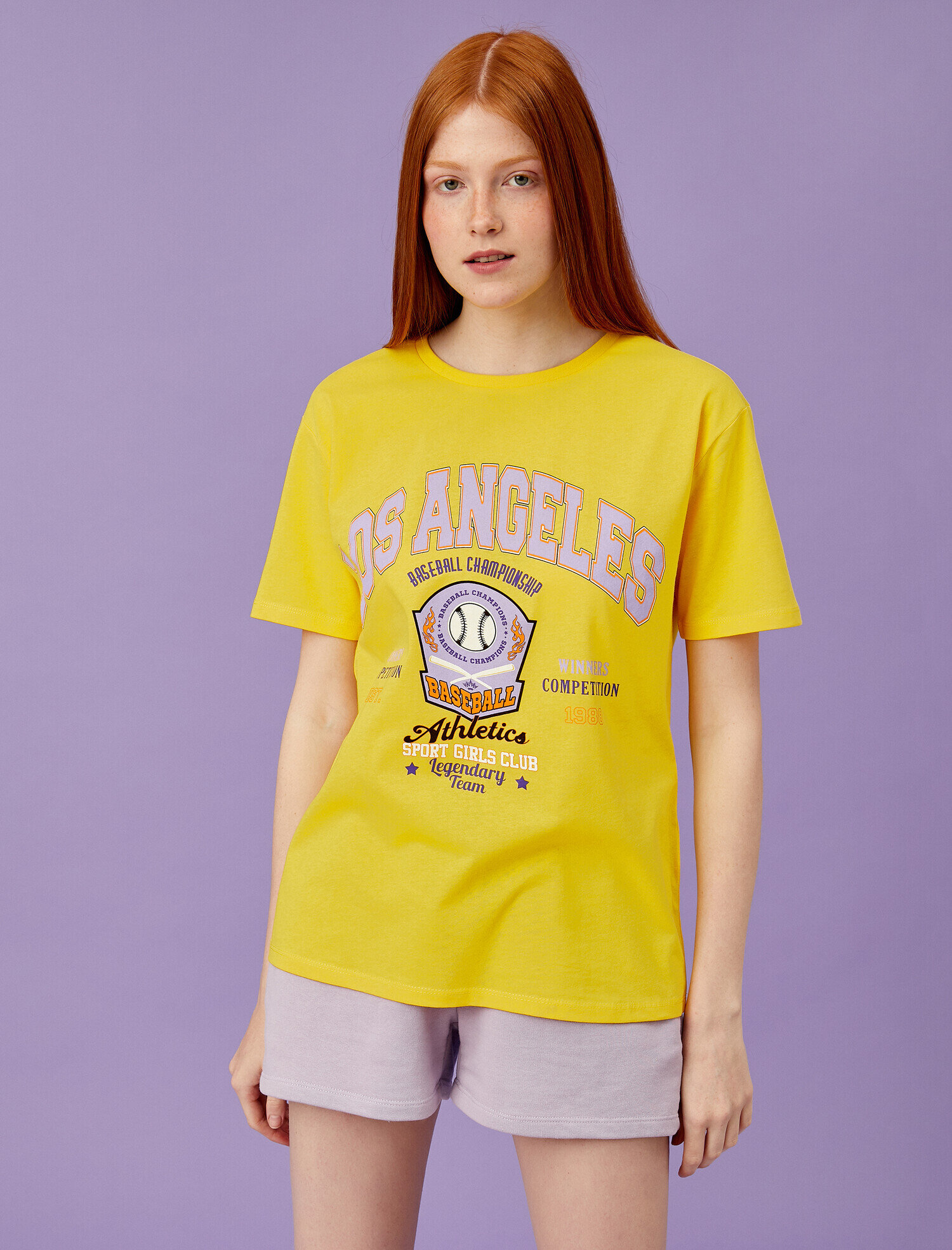   Baskılı Tişört Bisiklet Yaka Pamuklu