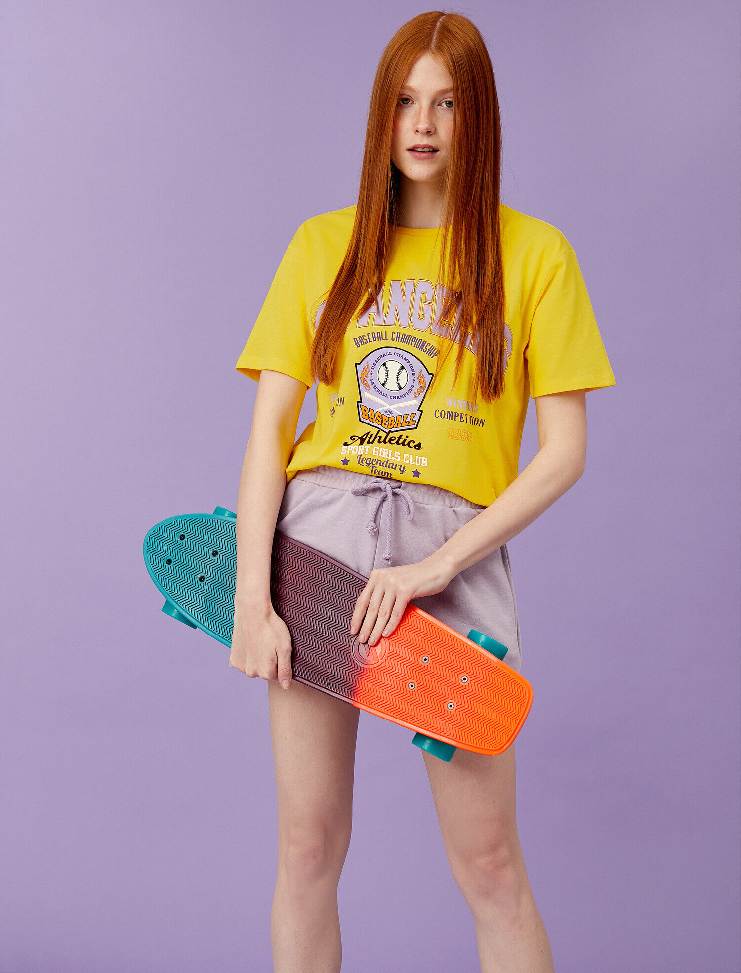   Baskılı Tişört Bisiklet Yaka Pamuklu