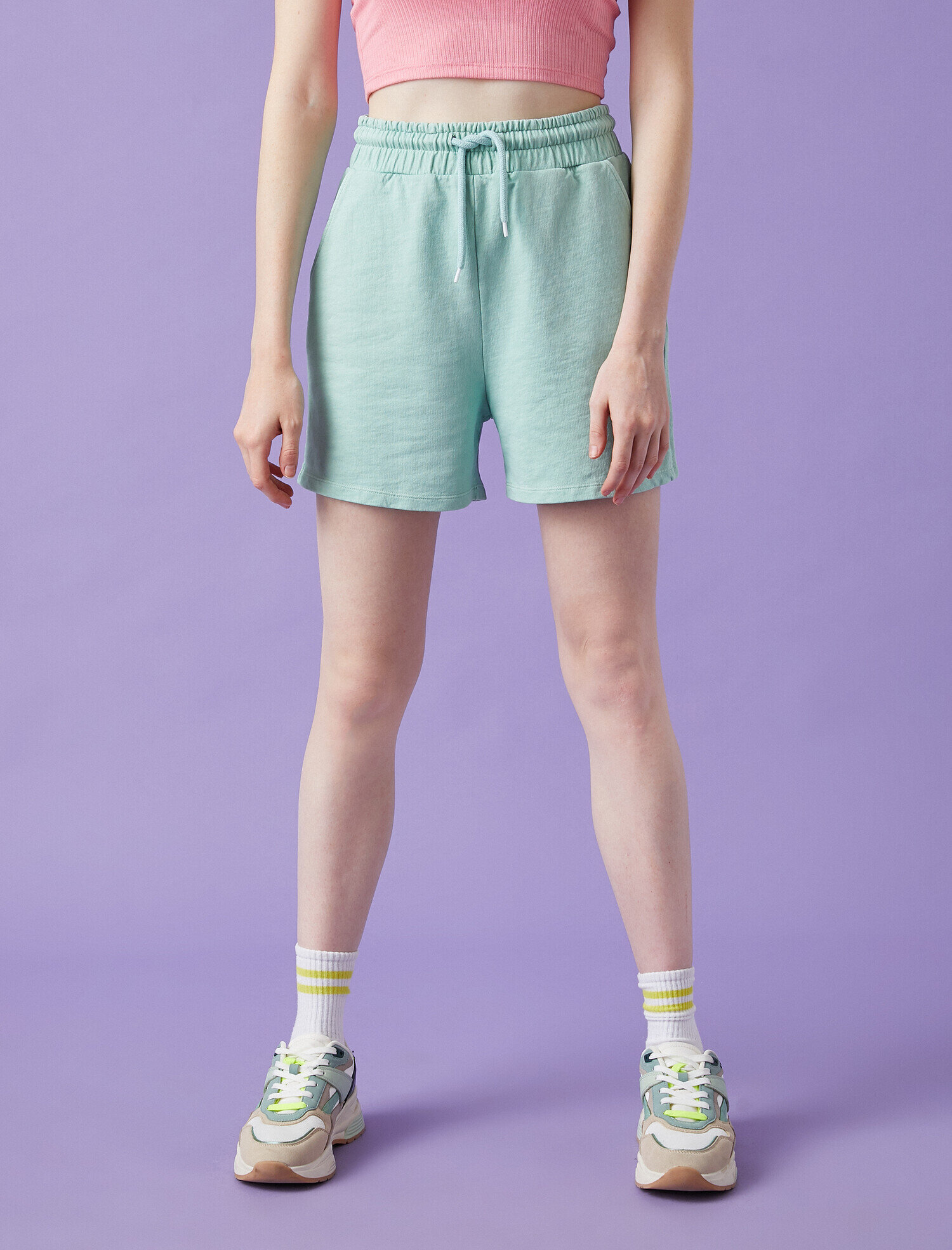   Cepli Şort Belden Bağlamalı Pamuklu