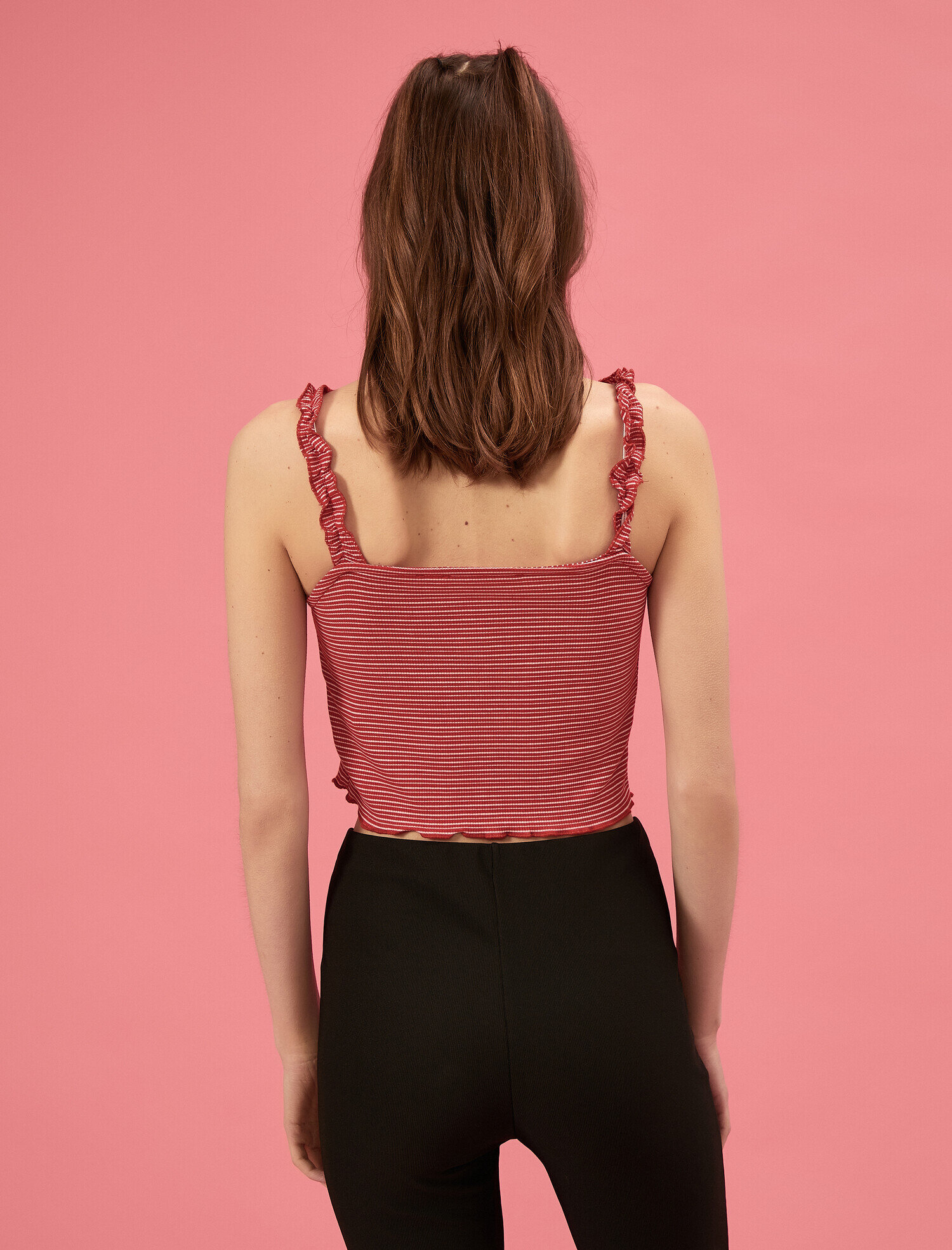   Çizgili Atlet Fırfır Detaylı