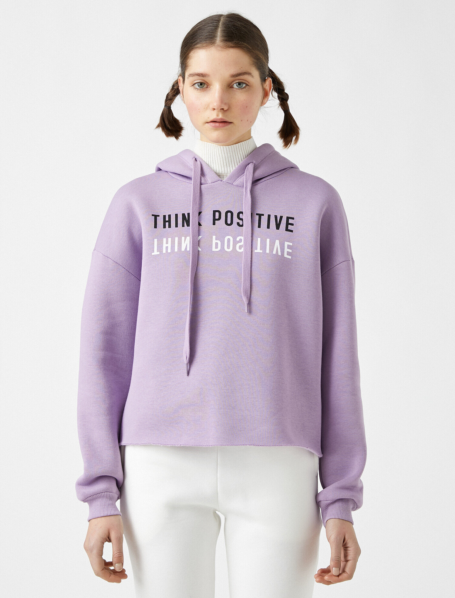 Pamuklu Kapüşonlu Yazılı Baskılı Sweatshirt